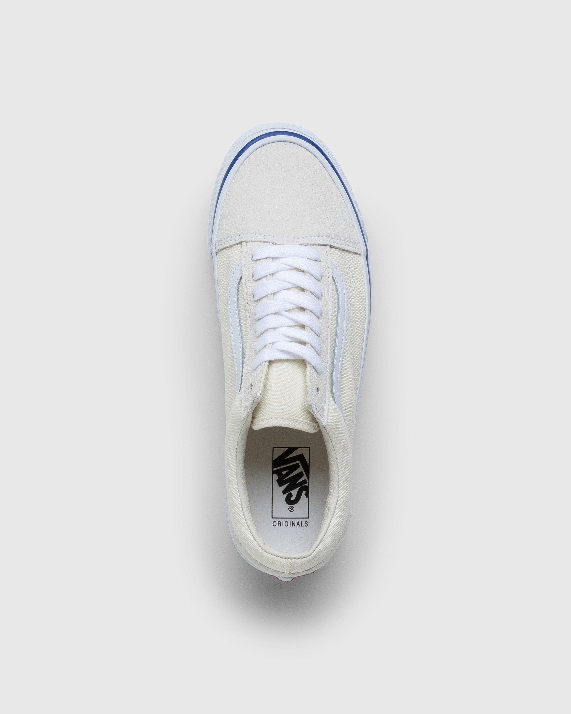 Vans blue hotsell and white stripe