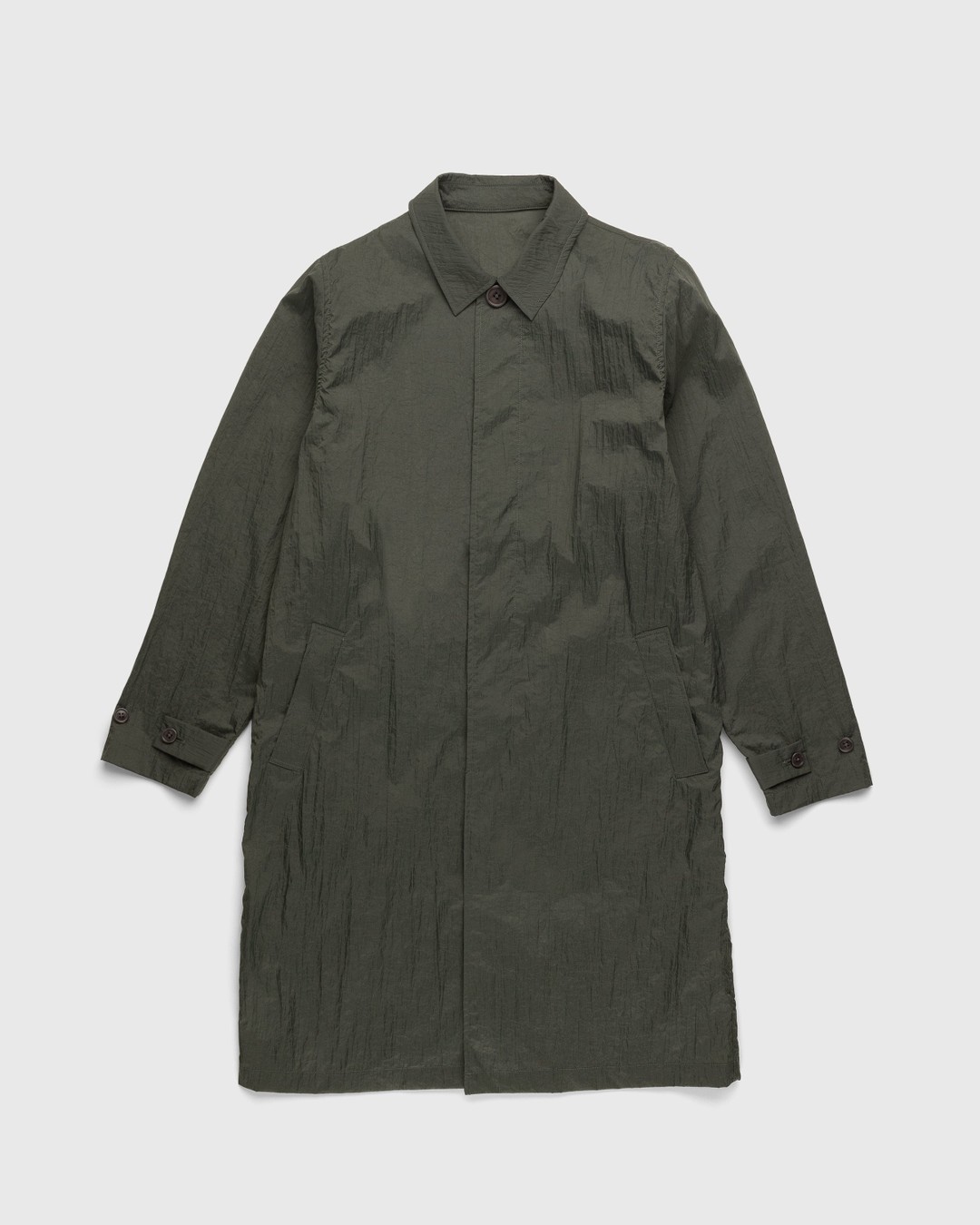 Highsnobiety – Crinkle Nylon Mac Khaki - Trench Coats - Green - Image 1