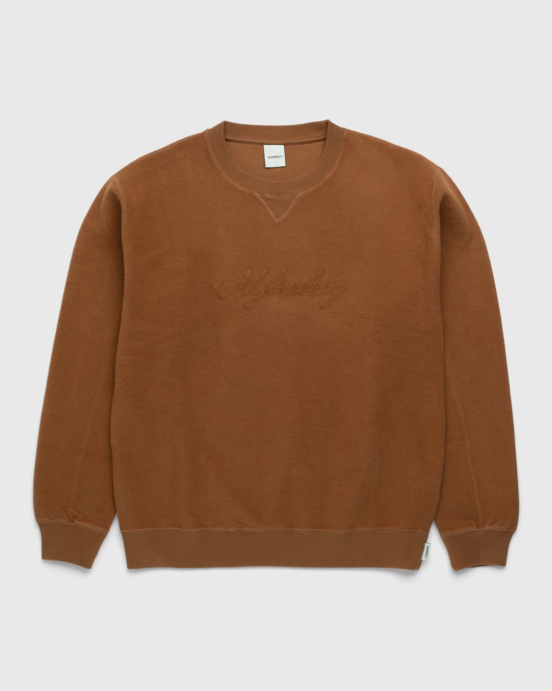 Highsnobiety – Script Logo Reverse Fleece Crew Brown - Sweats - Brown - Image 1