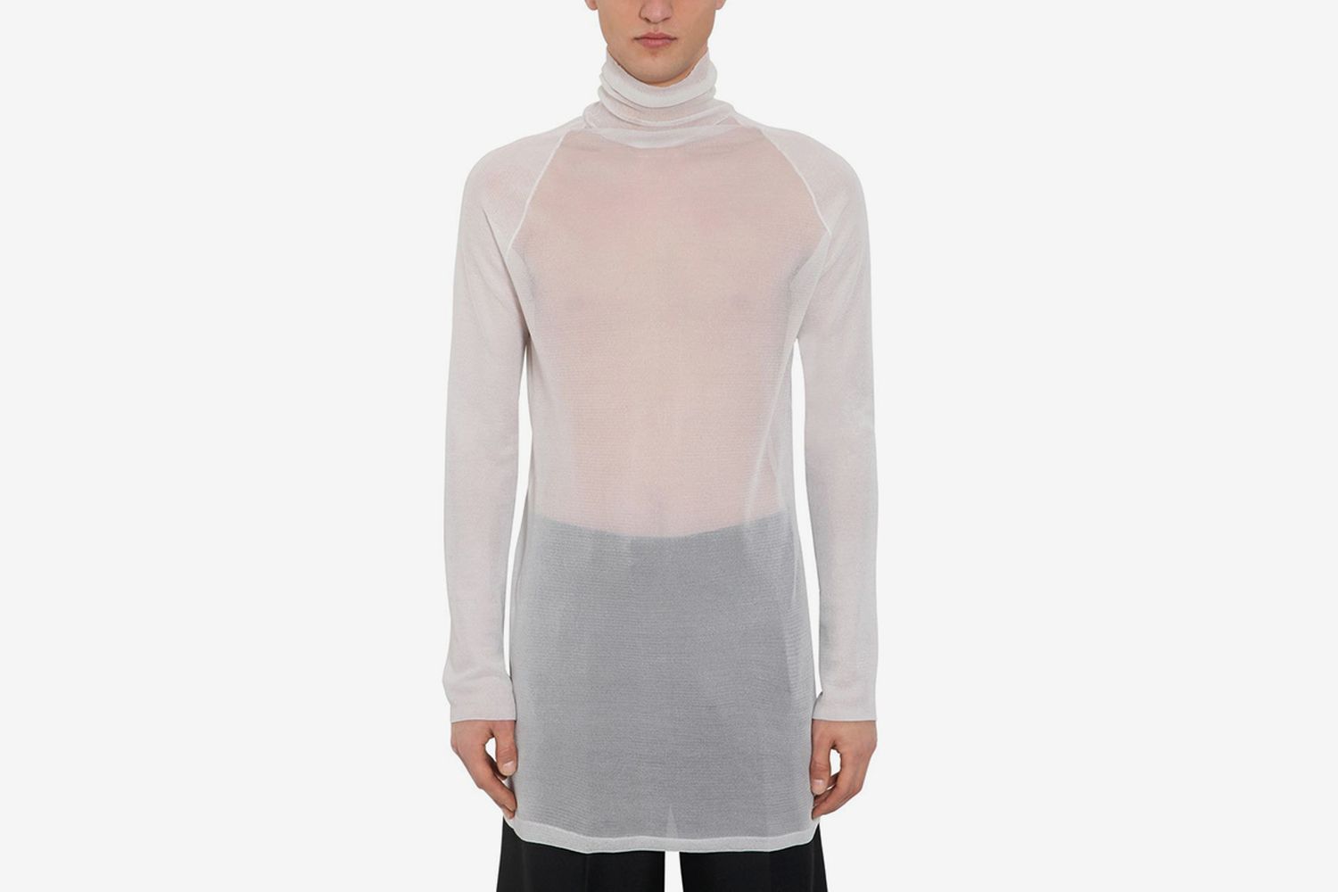 Transparent Silk Knit Turtleneck Sweater