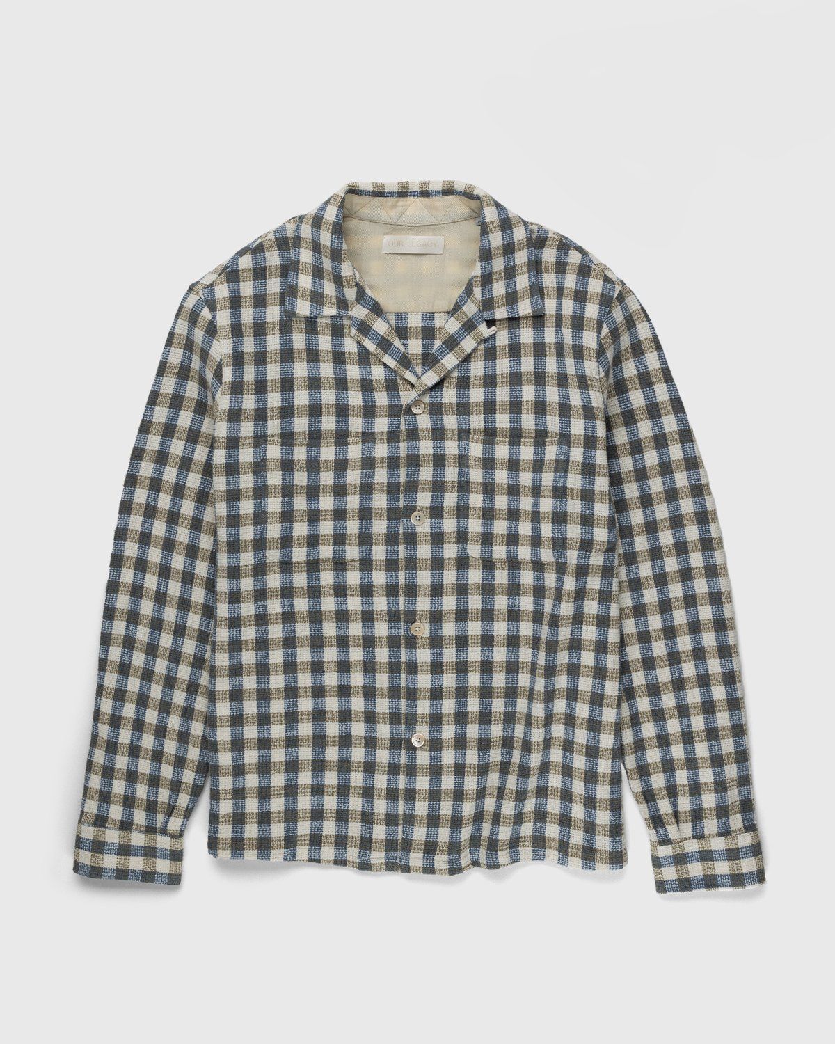 Our Legacy – Heusen Shirt Light Blue/Olive Summer Check - Shirts - Blue - Image 1