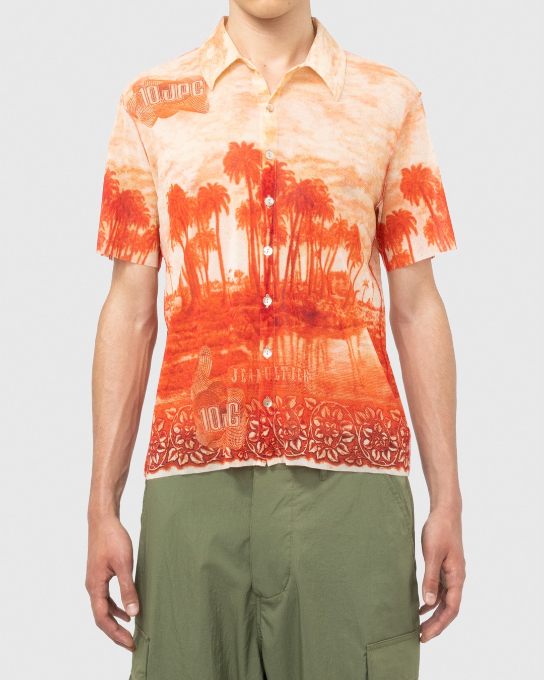 Jean Paul Gaultier – Palm Tree Summer Shirt Ecru/Red