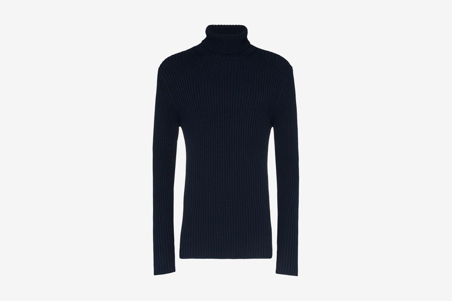 Roll Neck Ribbed Cotton Sweater