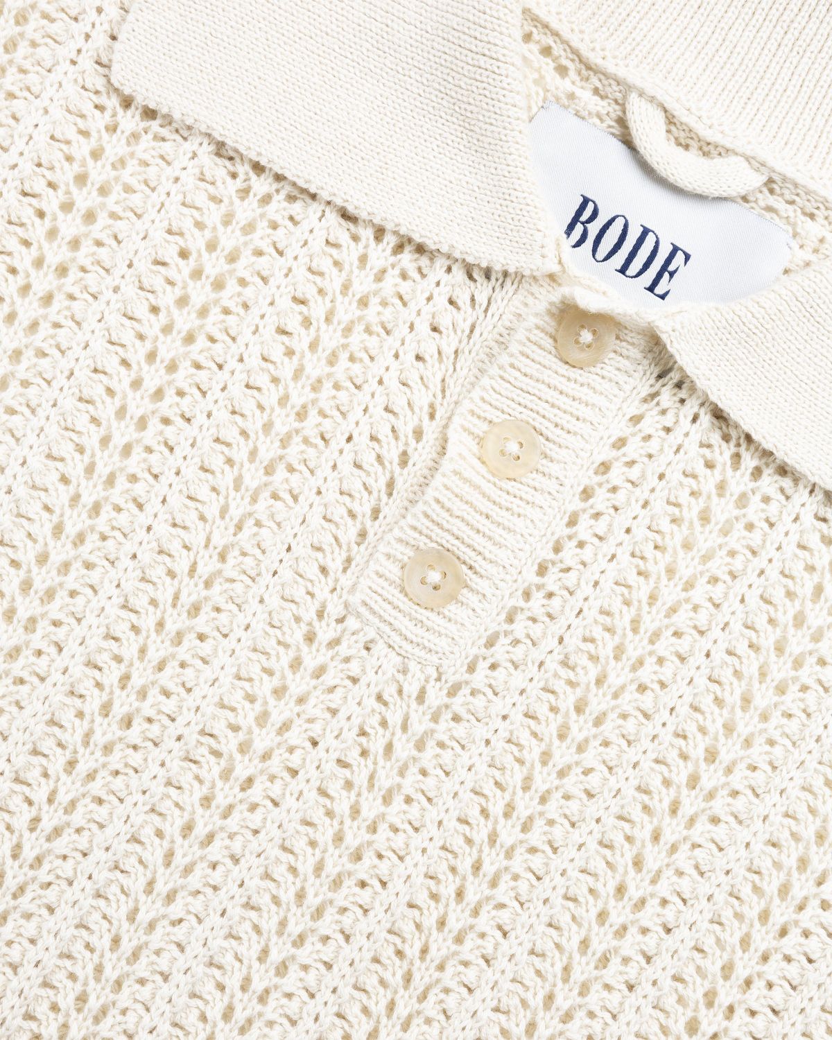 Bode – Pointelle Polo Longsleeve Cream - Shirts - Beige - Image 5
