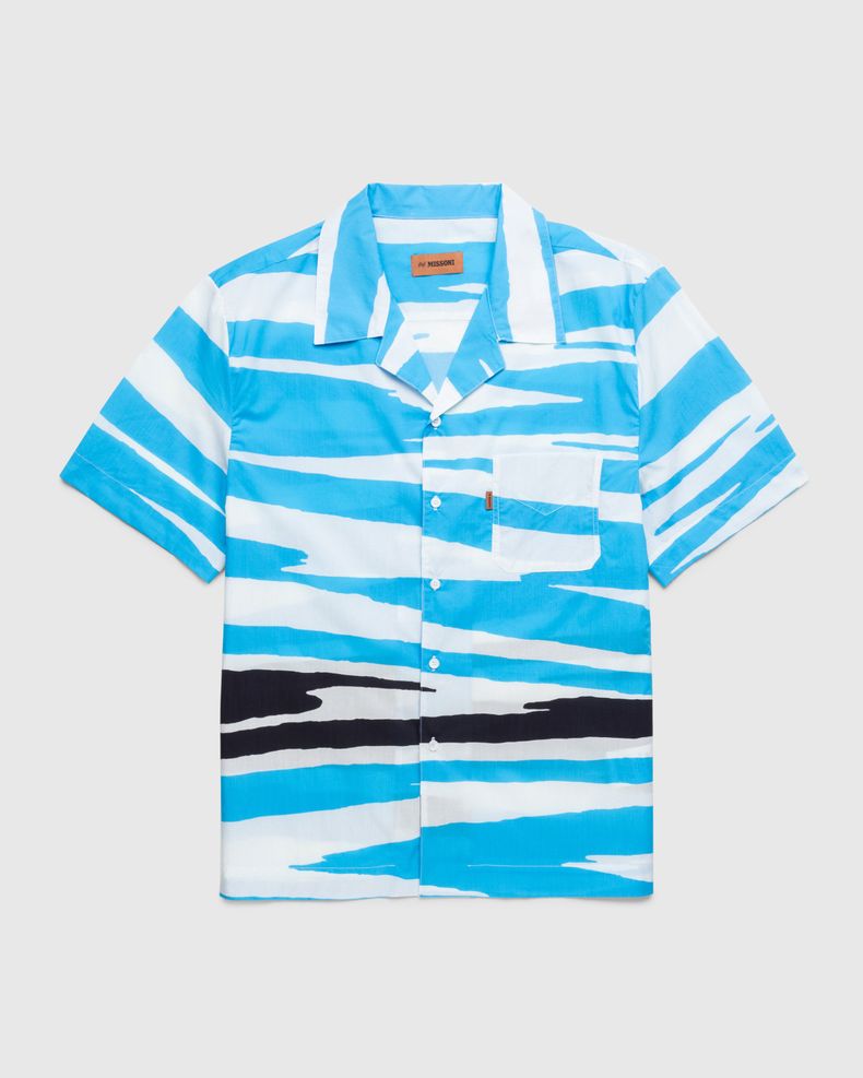 Missoni – Short Sleeved Bowling Shirt Blue/Black/White