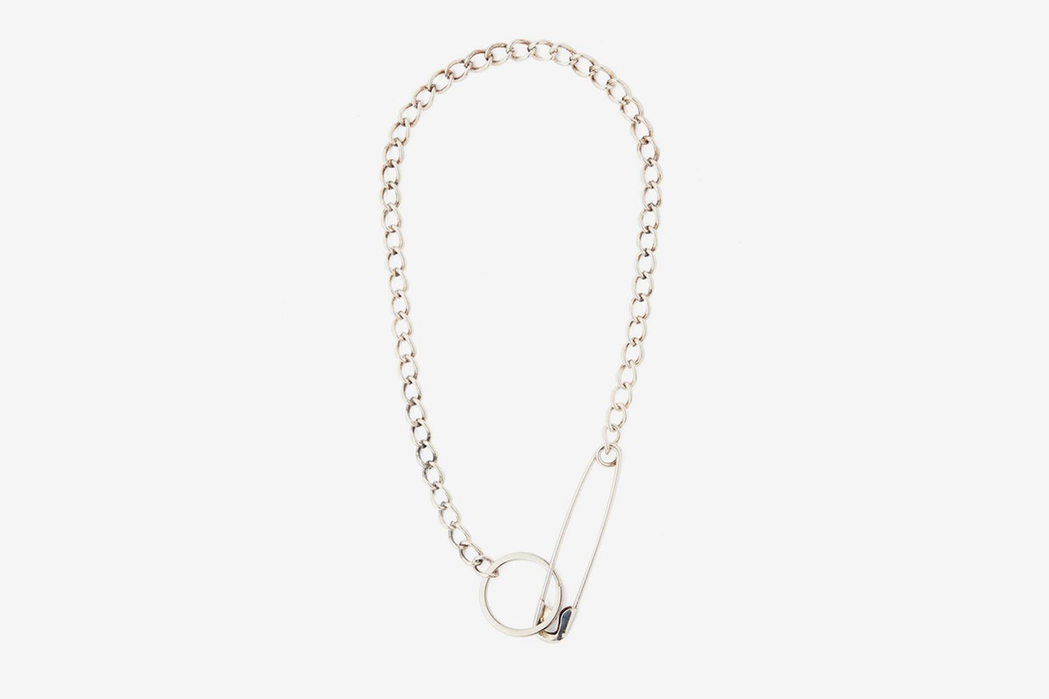 Pin Chain Link Silver Plated Necklace