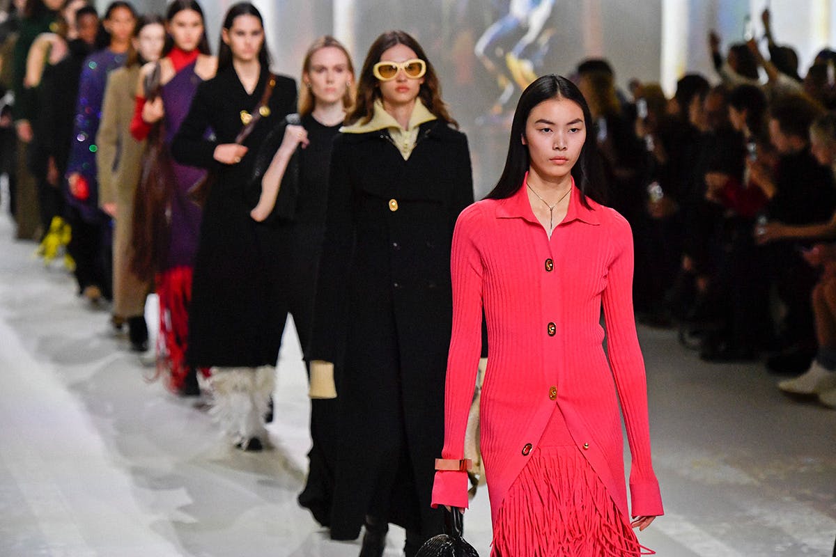 A model walks the runway during the Bottega Veneta fashion show as part of Milan Fashion Week Fall/Winter 2020-2021 on February 22, 2020 in Milan, Italy.