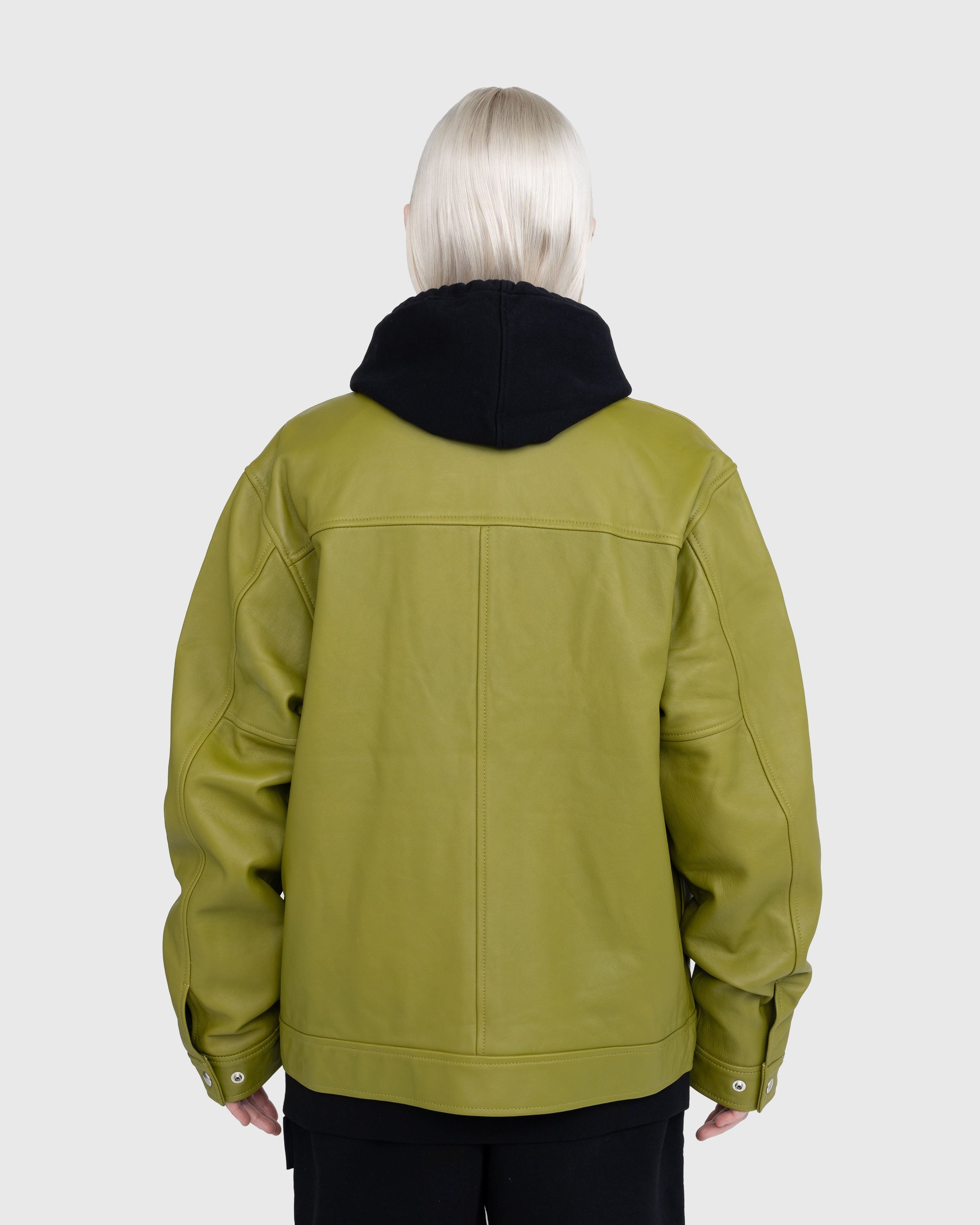 Highsnobiety – Leather Jacket Olive Green - Outerwear - Green - Image 9