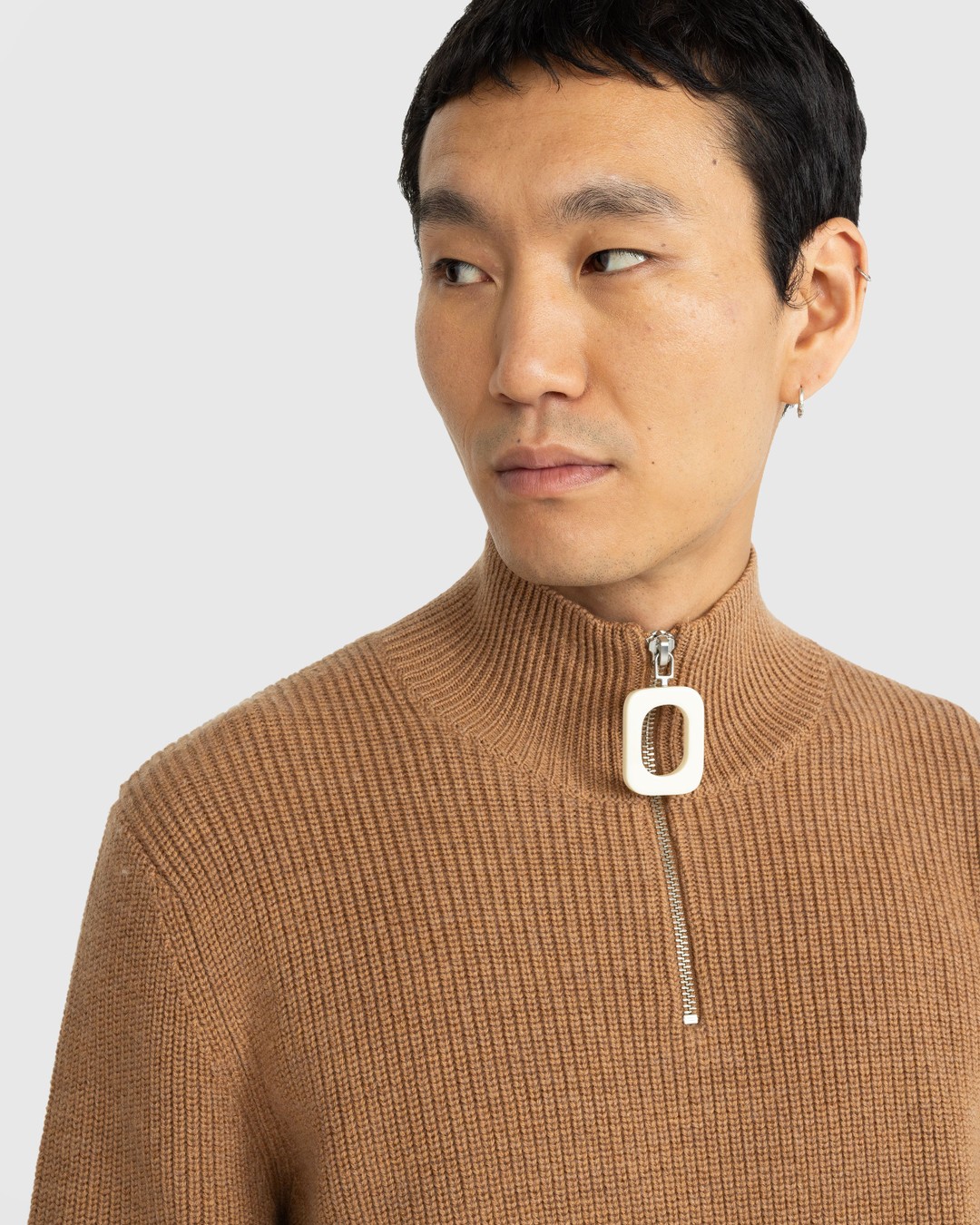 J.W. Anderson – Quarter-Zip Knit Jumper Praline - Knitwear - Brown - Image 5