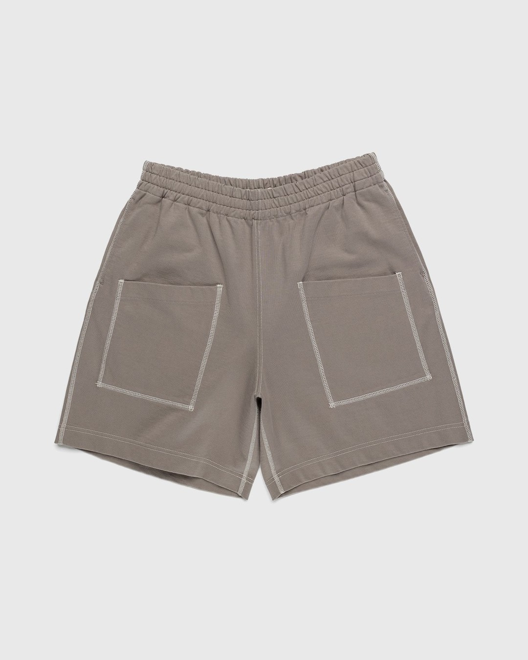 Auralee – High Density Cotton Jersey Shorts Grey Beige - Shorts - Beige - Image 1