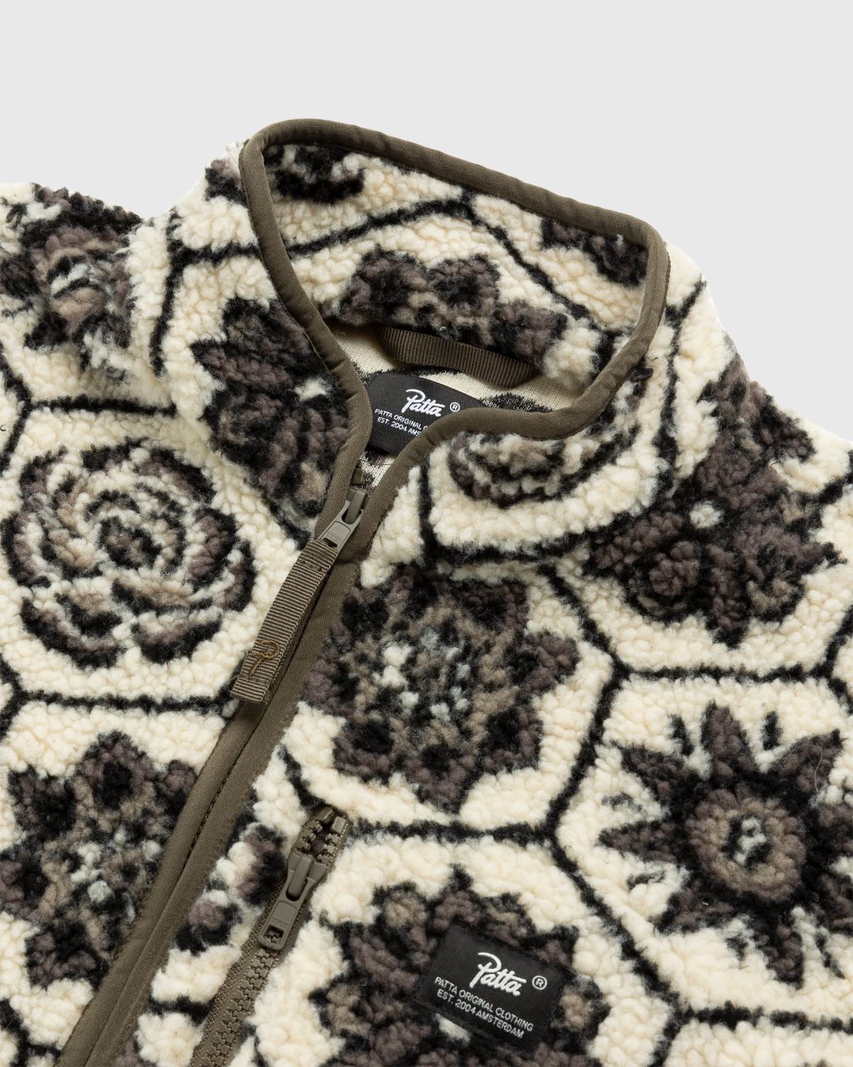 Patta – Wall Flower Fleece Jacket Birch/Dark Gull Grey - Fleece Jackets - Grey - Image 4