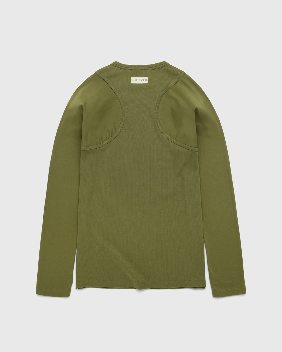 Marine Serre – Organic Cotton Relaxed Long-Sleeve Top Green - Longsleeves - Green - Image 3