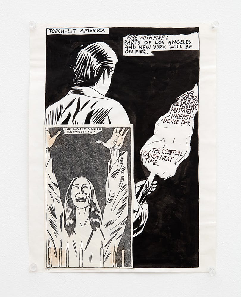 Raymond Pettibon, <em>No Title (Torch-lit America. Fire...)</em>, 1985