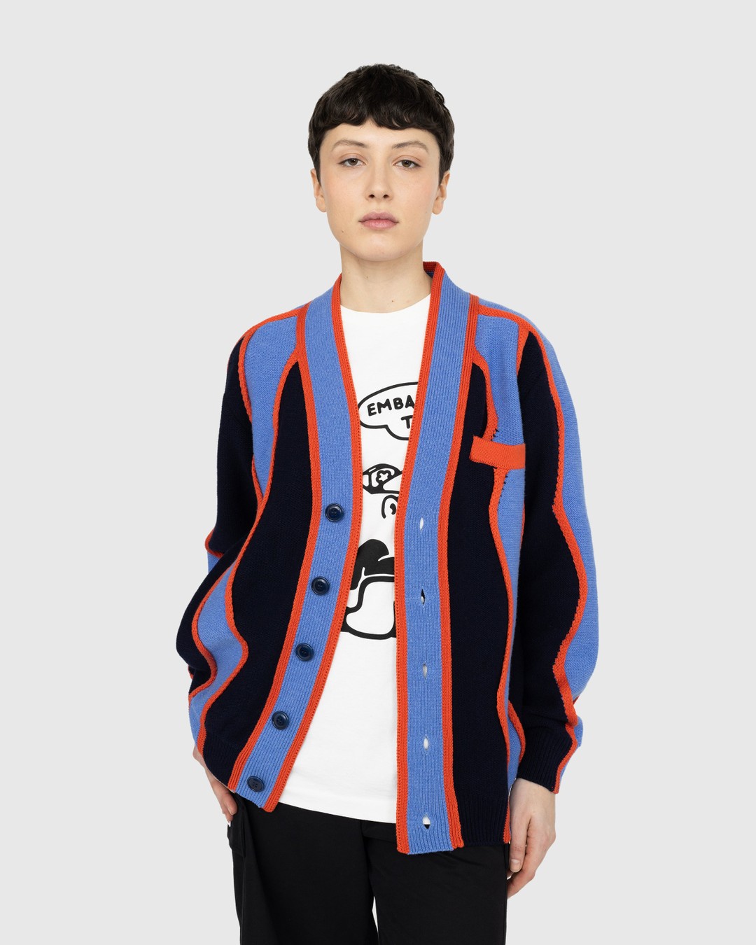 Kenzo – Wavy Stripe Cardigan - Knitwear - Blue - Image 5