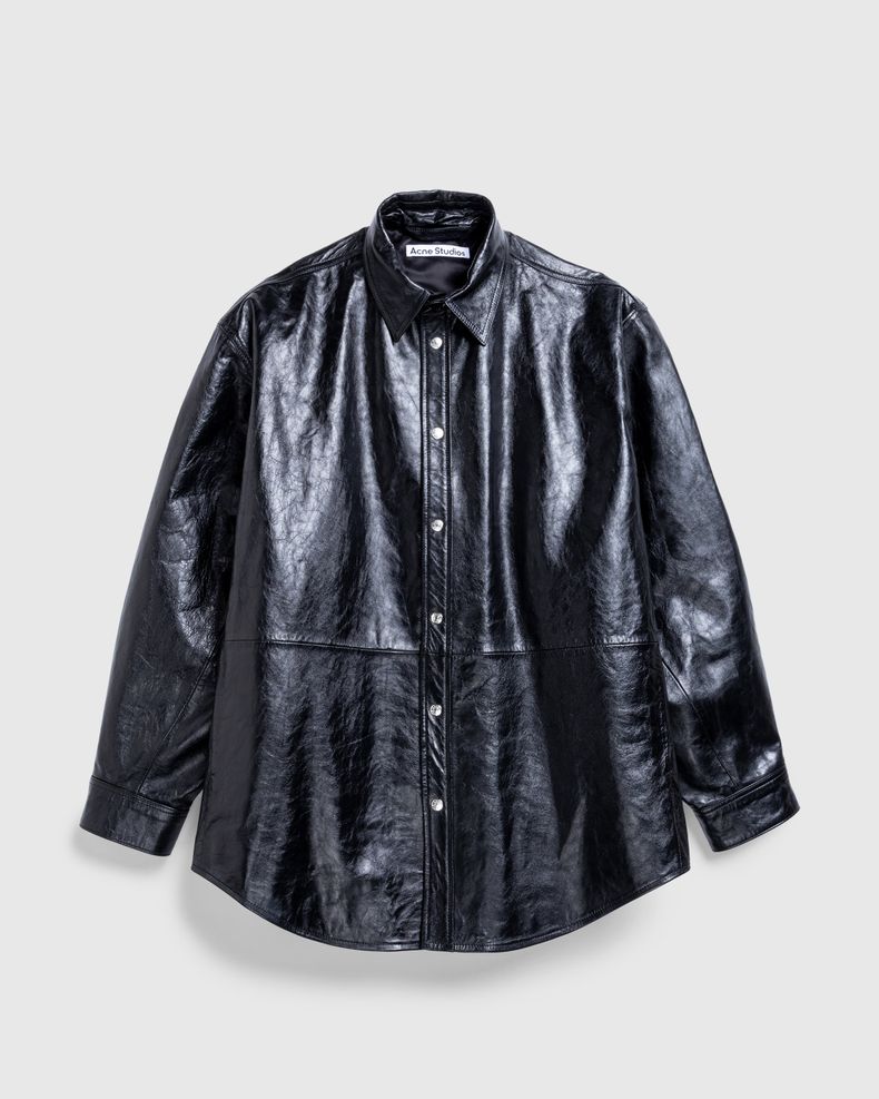 Leather Shirt Jacket Black