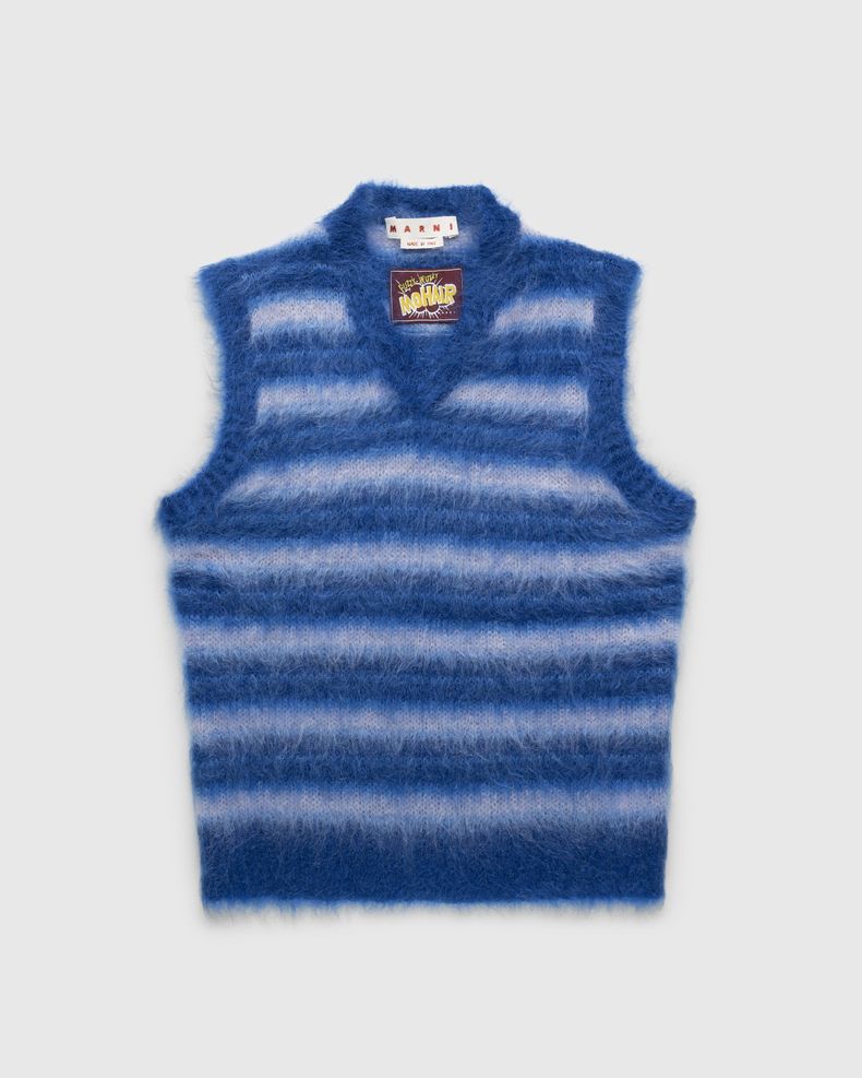 Striped V-Neck Sweater Vest Blue