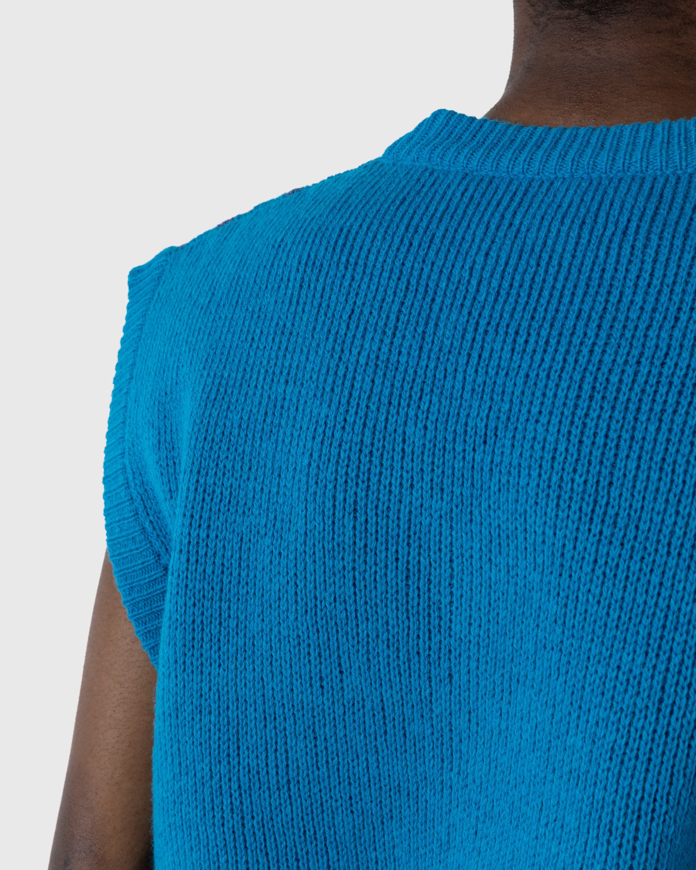 Marni – Shetland Wool V-Neck Sweater Vest Blue - Gilets - Blue - Image 7