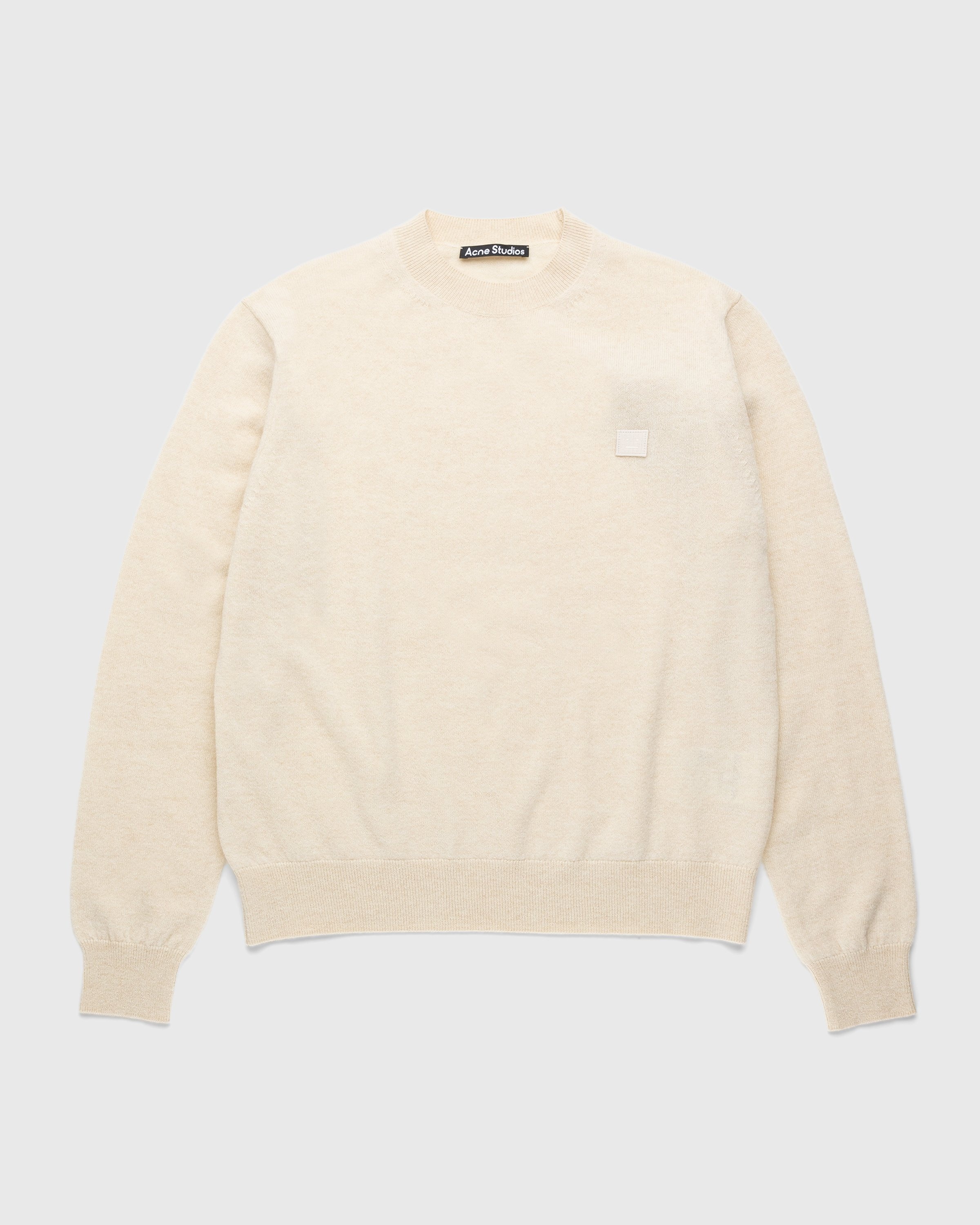Acne Studios – Wool Crewneck Sweater Oatmeal Melange - Knitwear - Beige - Image 1