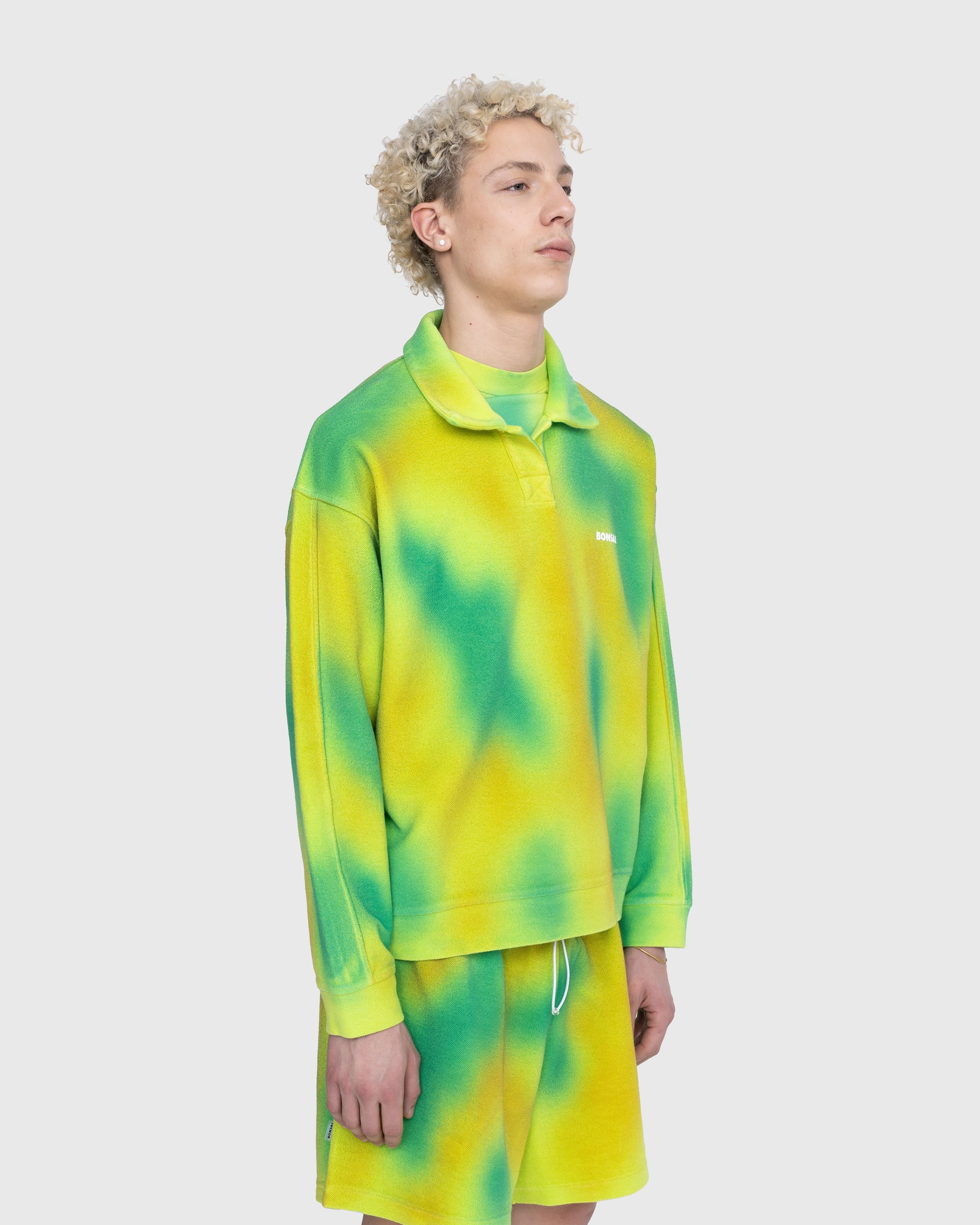 Bonsai – Spray Dyed Longsleeve Polo Yellow - Knitwear - Yellow - Image 3