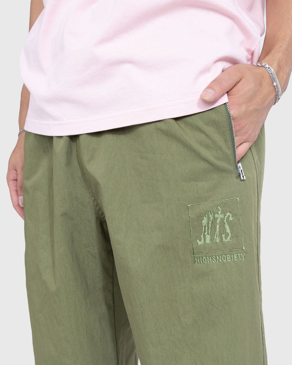 NTS x Highsnobiety – Brushed Nylon Trackpants Green - Pants - Green - Image 6