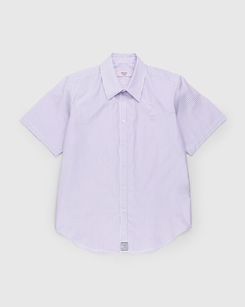 Martine Rose – Classic Short-Sleeve Button-Down Shirt Lilac and White Stripe