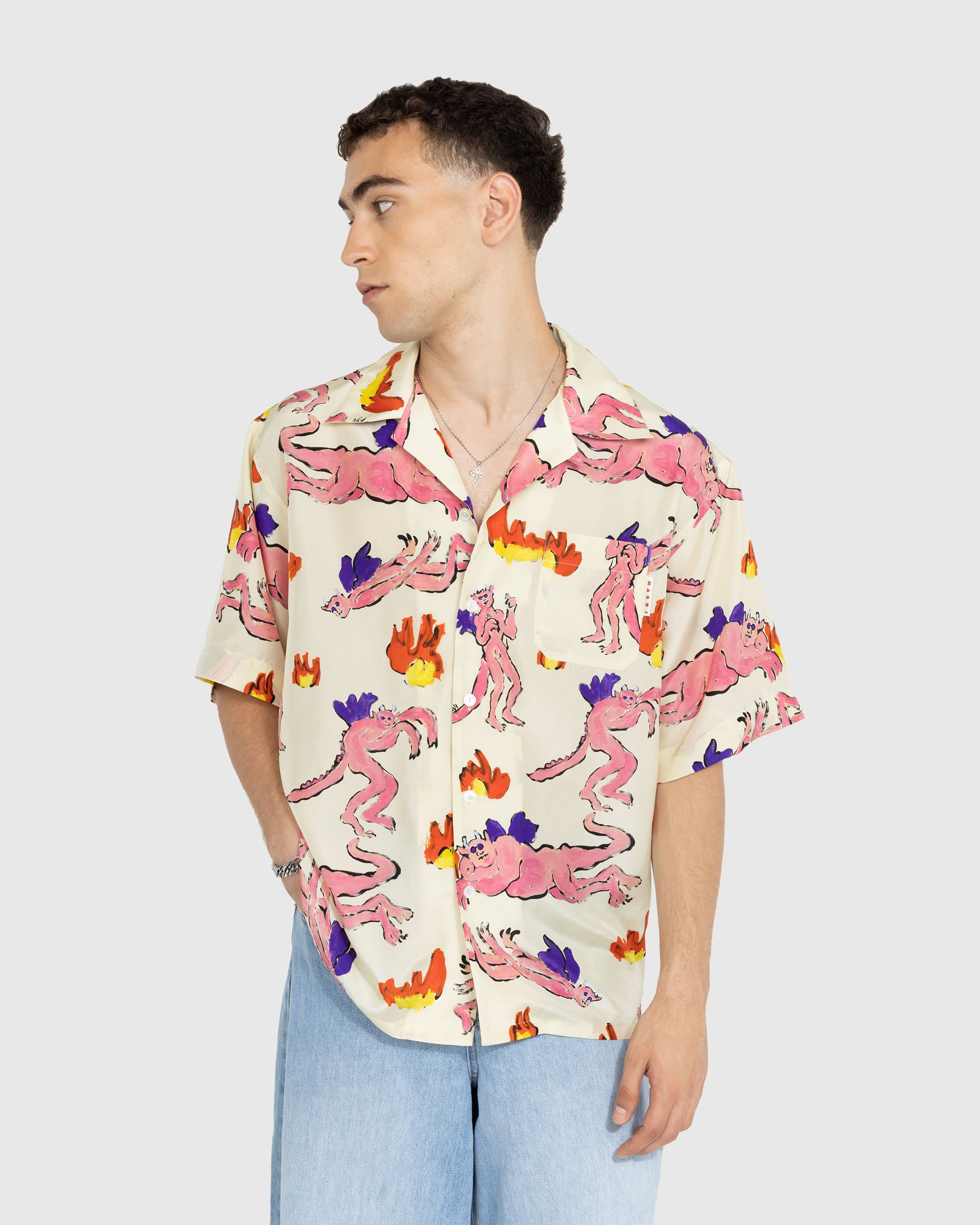 Men's Outfits, Flamingo And Strip Print Button Up Shirt And