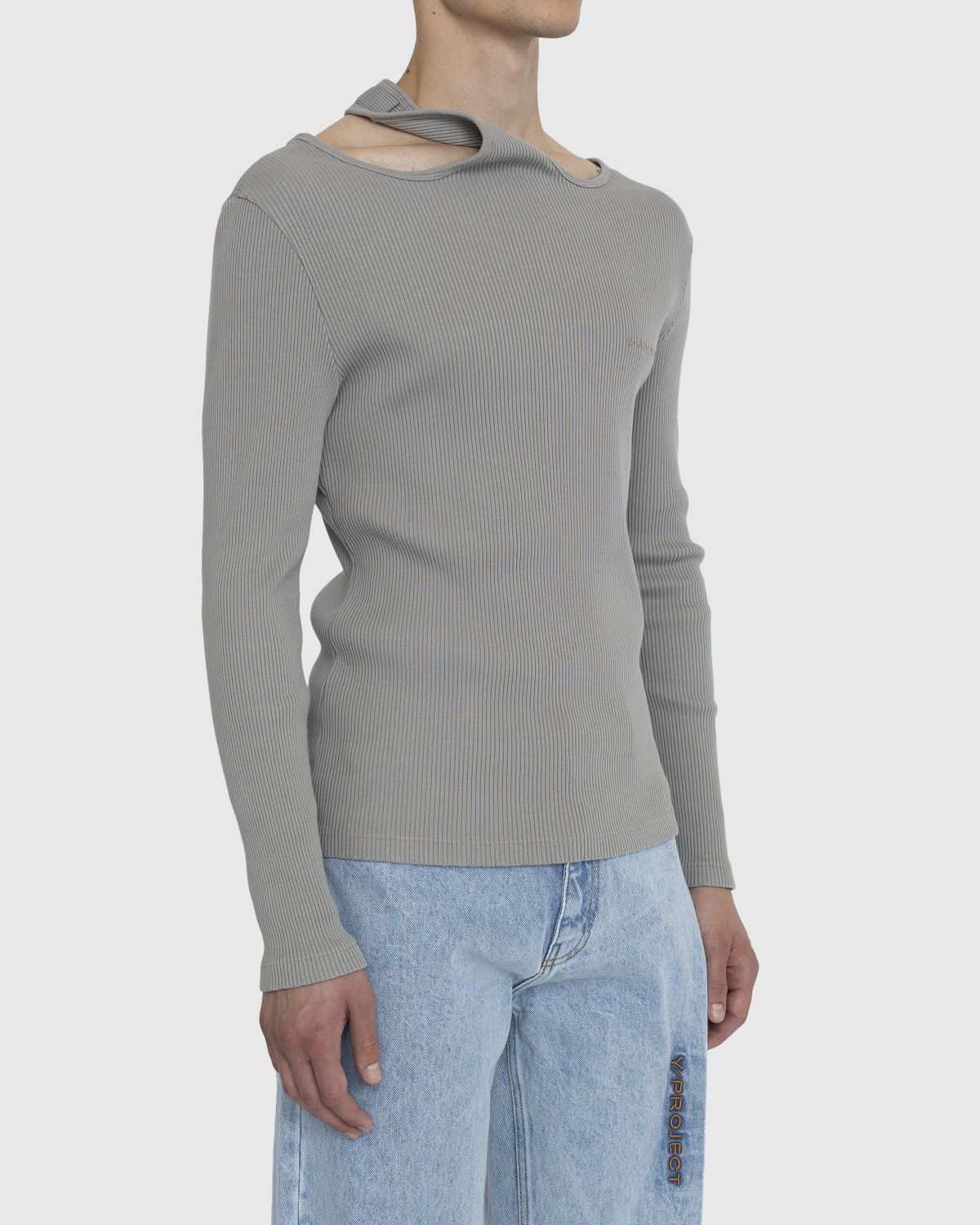 Y/Project – Classic Double Collar T-Shirt Taupe - Longsleeves - Grey - Image 3