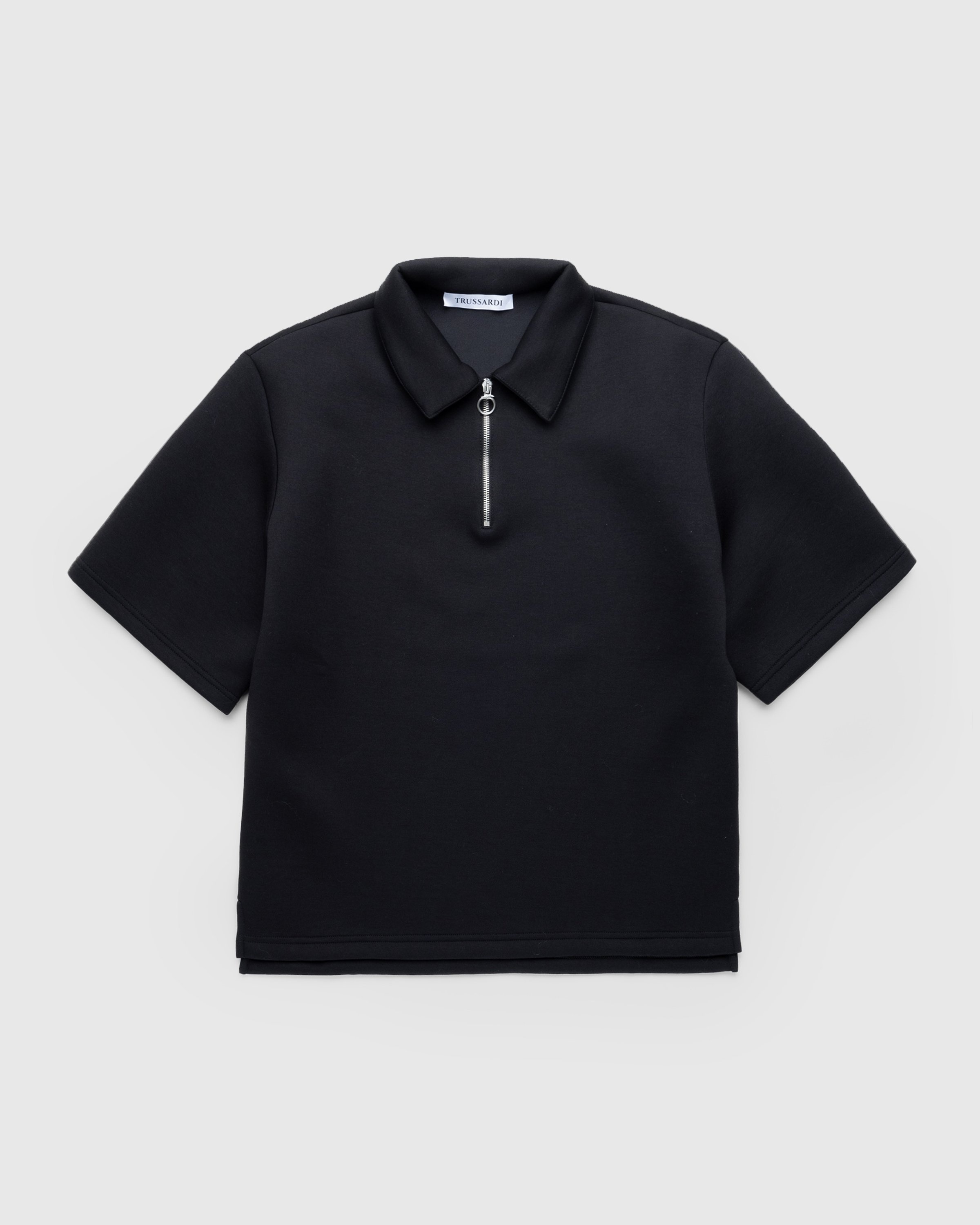Trussardi – Quarter-Zip Scuba Polo Black  - Shirts - Black - Image 1