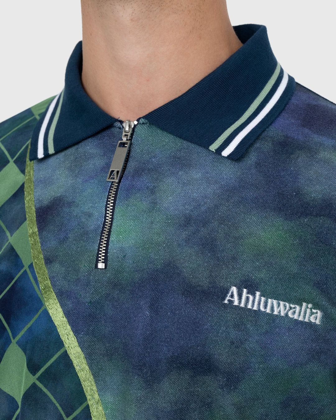 Ahluwalia – Shakti Long-Sleeve Polo Blue | Highsnobiety Shop