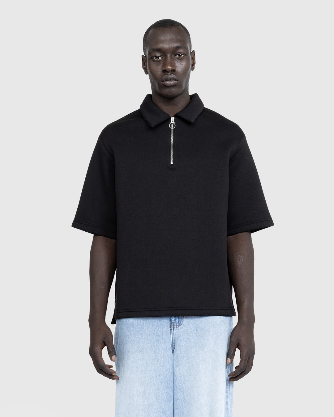 Trussardi – Quarter-Zip Scuba Polo Black  - Shirts - Black - Image 2