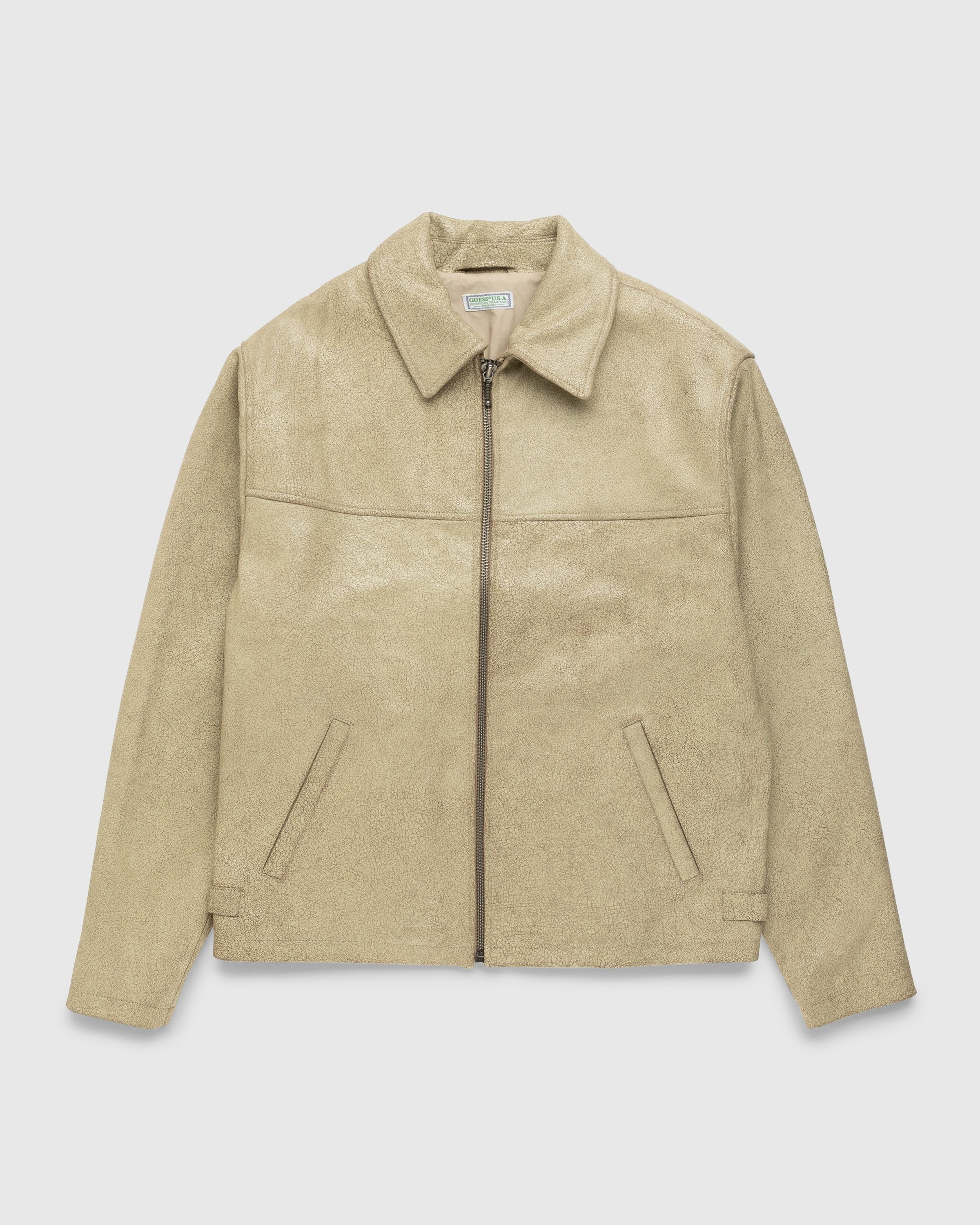 Guess USA – Crackle Leather Jacket Beige - Outerwear - Beige - Image 1