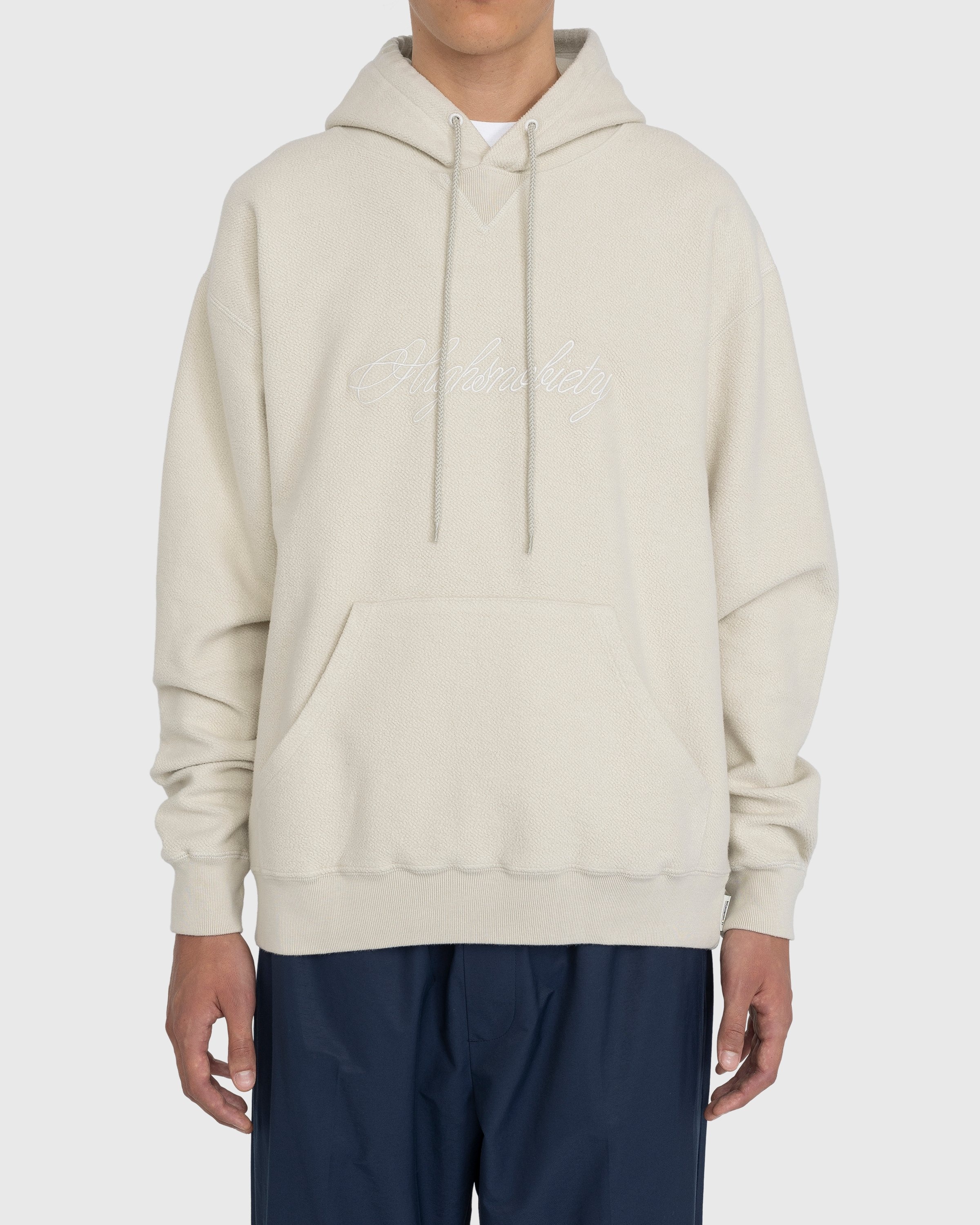 Highsnobiety – Script Logo Reverse Fleece Hoodie Beige - Sweats - Beige - Image 3