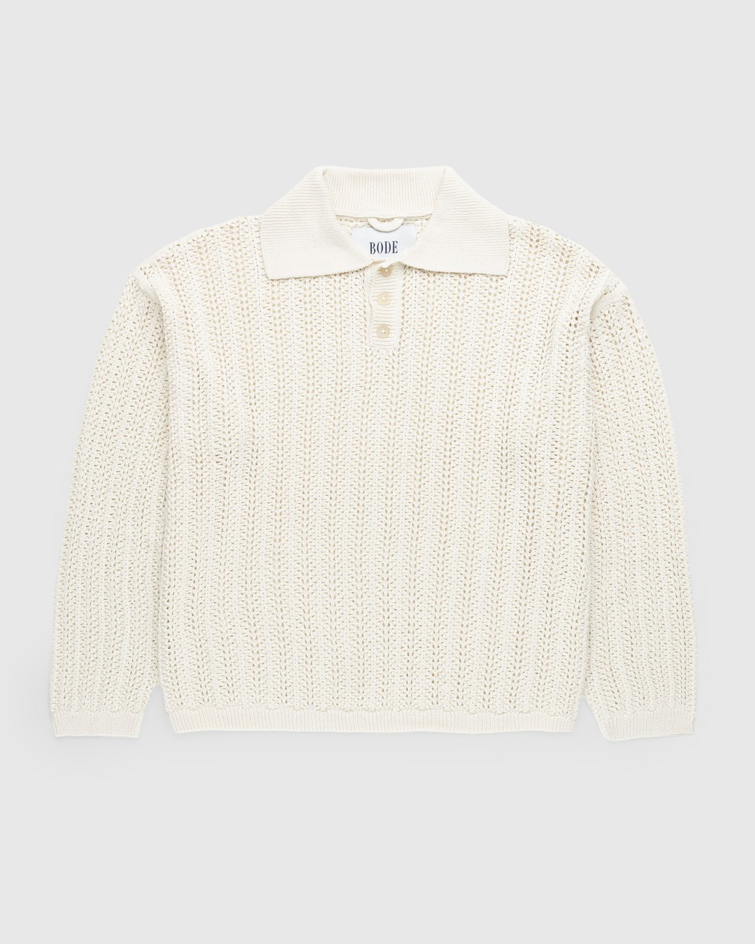 Bode – Pointelle Polo Longsleeve Cream - Shirts - Beige - Image 1