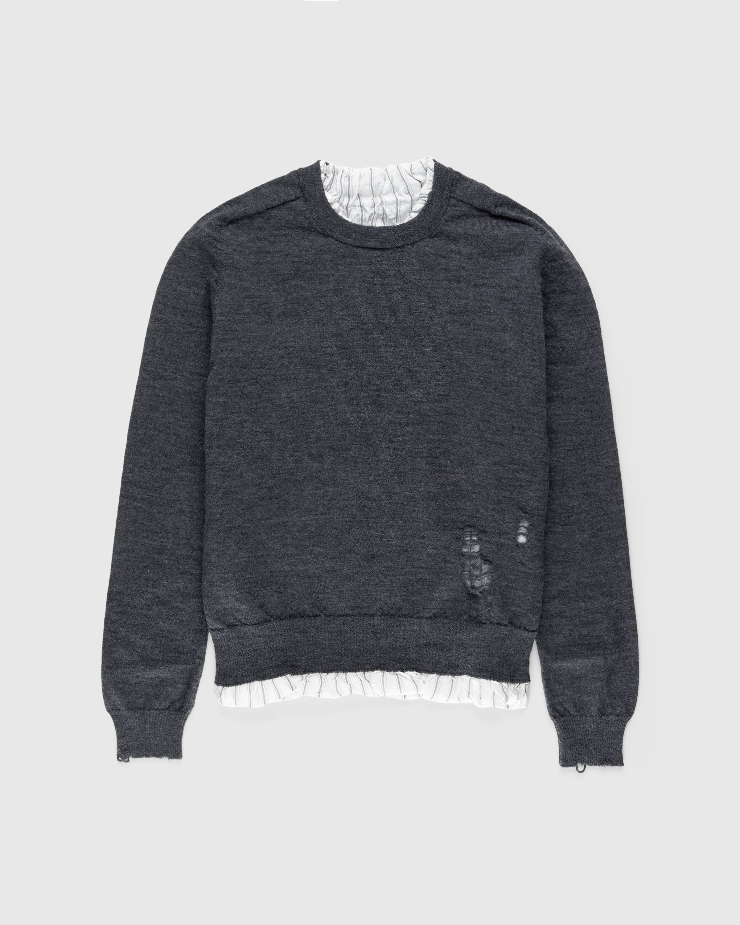 Maison Margiela – Distressed Crewneck Sweater Dark Grey - Knitwear - Grey - Image 1