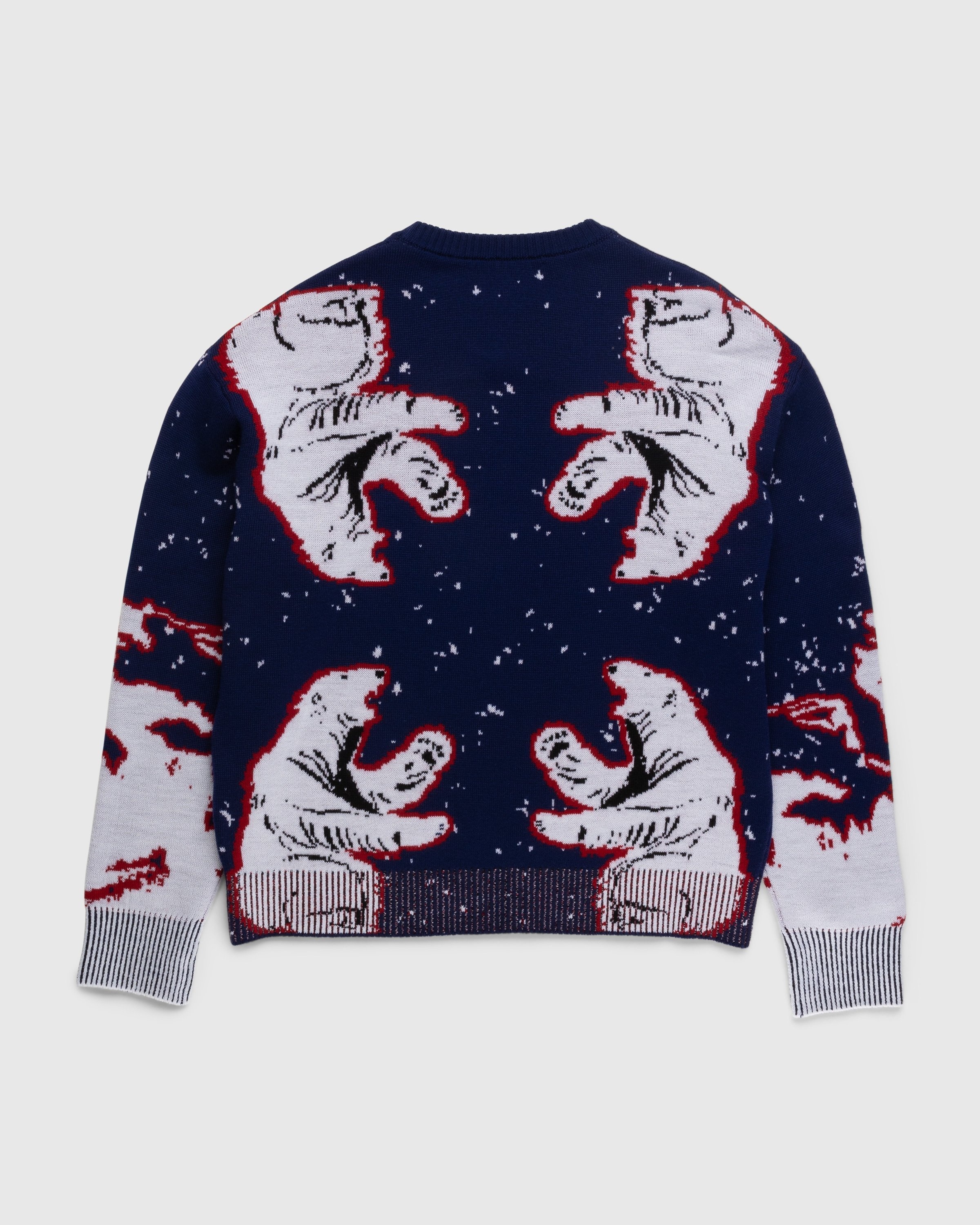 Bally – Switzerland Merino Wool Crewneck Navy/Bone - Knitwear - Blue - Image 2