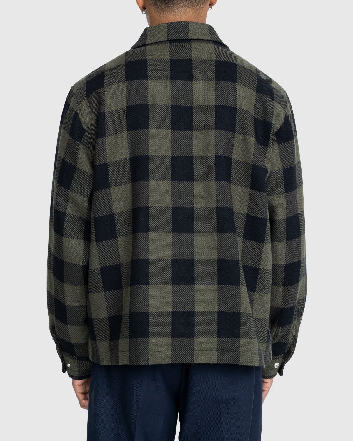 Highsnobiety – Buffalo Check Zip Shirt Olive - Shirts - Green - Image 4