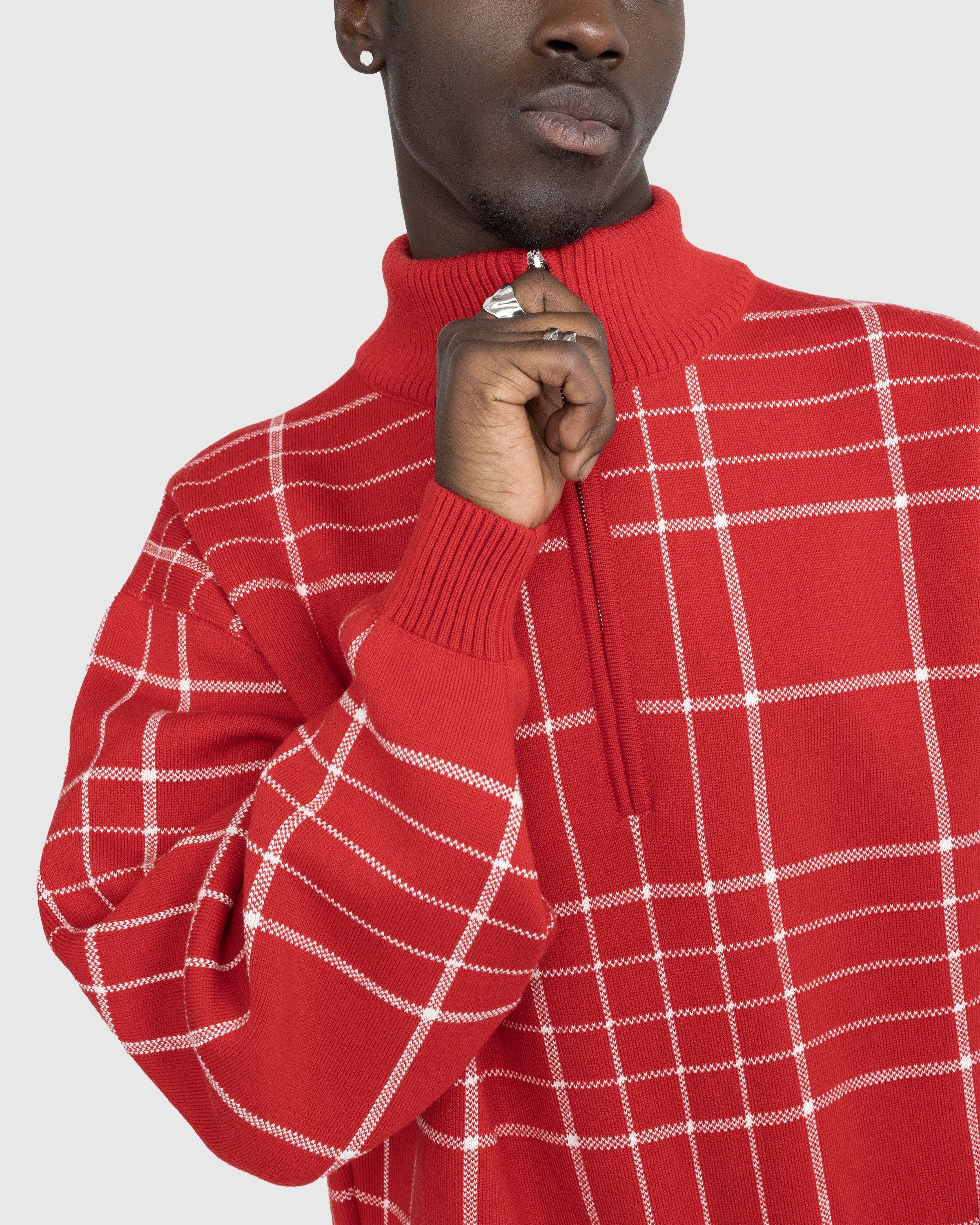 Red plaid sweater discount mens