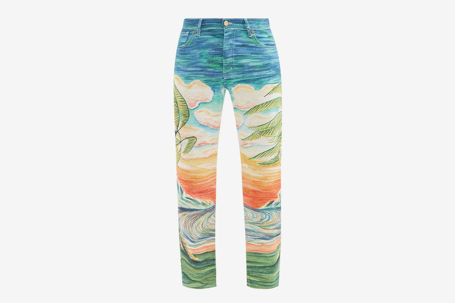 Huakai Beach-Print Jeans