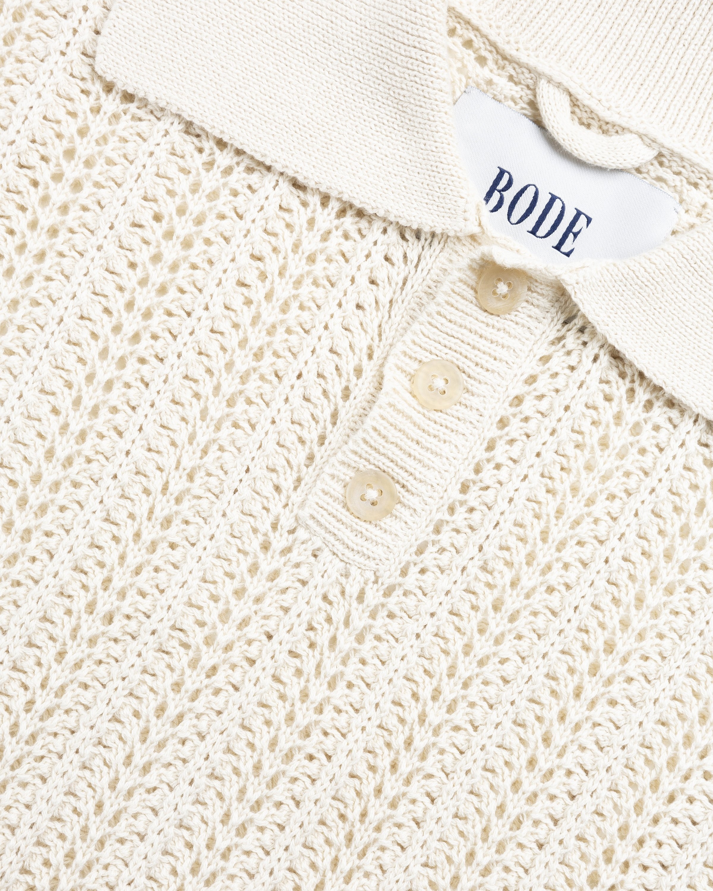 Bode – Pointelle Polo Longsleeve Cream - Shirts - Beige - Image 5