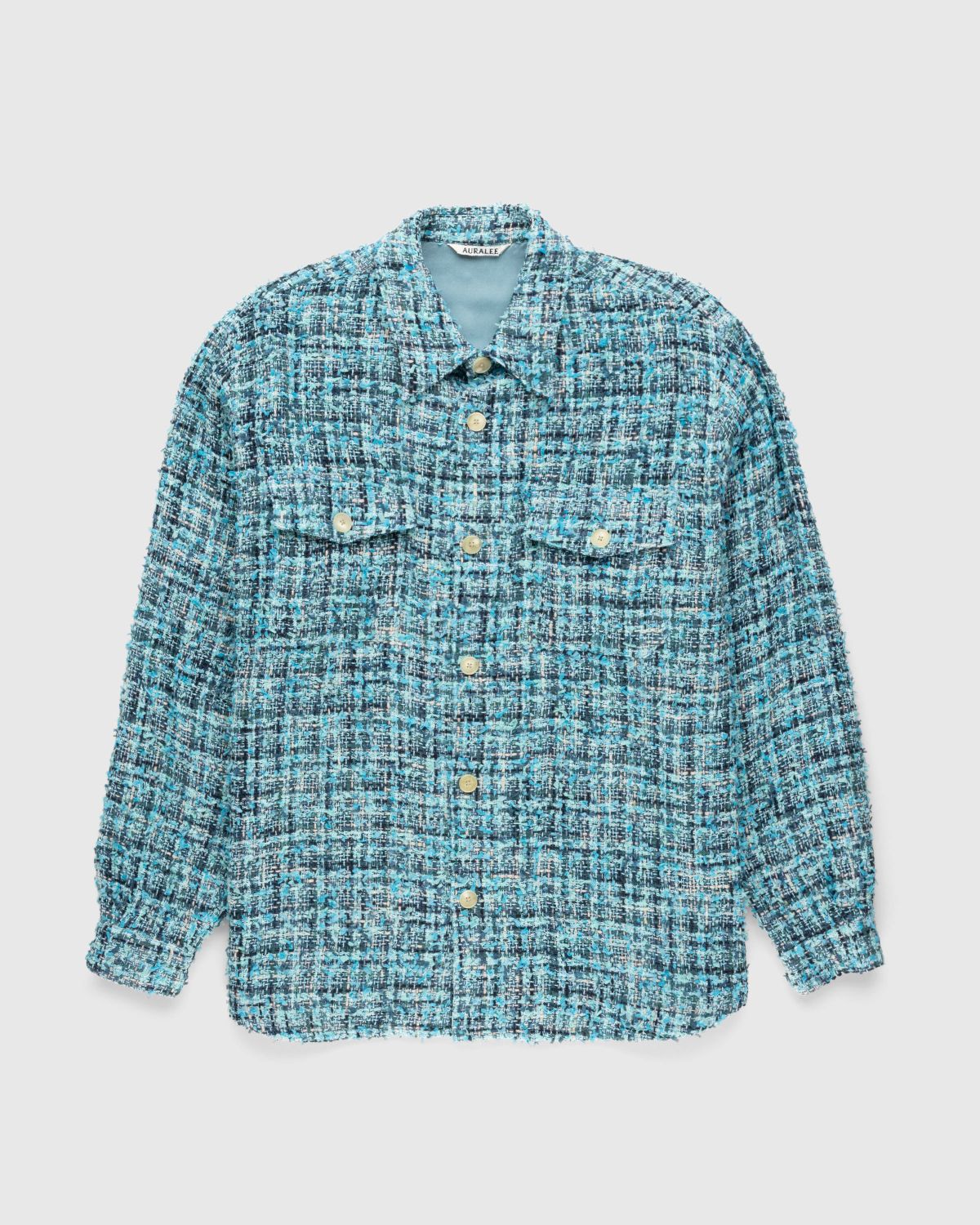 Auralee – Homespun Summer Tweed Shirts Blouson Light Blue/Navy ...