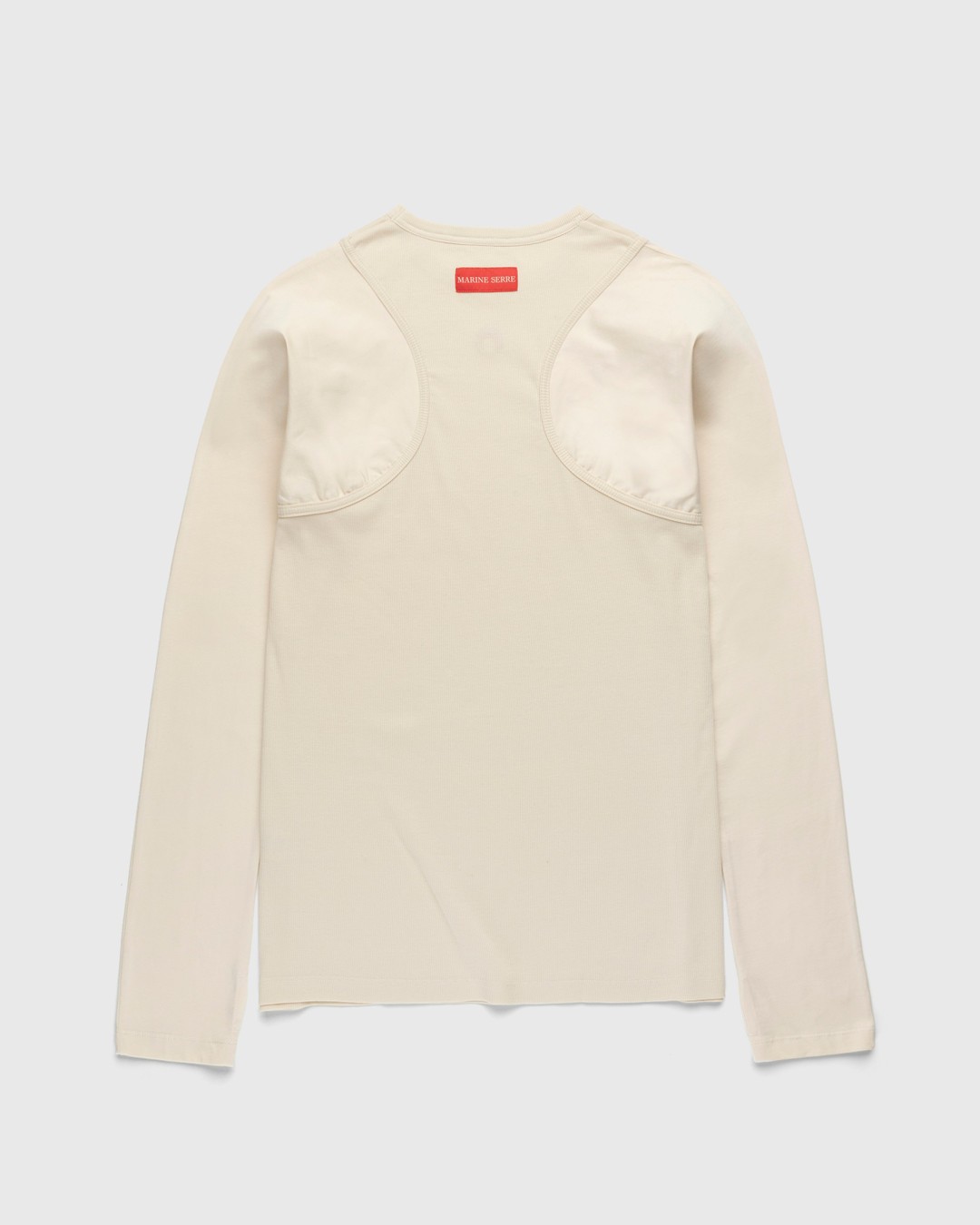 Marine Serre – Organic Cotton Relaxed Long-Sleeve Top Beige - Longsleeves - Beige - Image 8