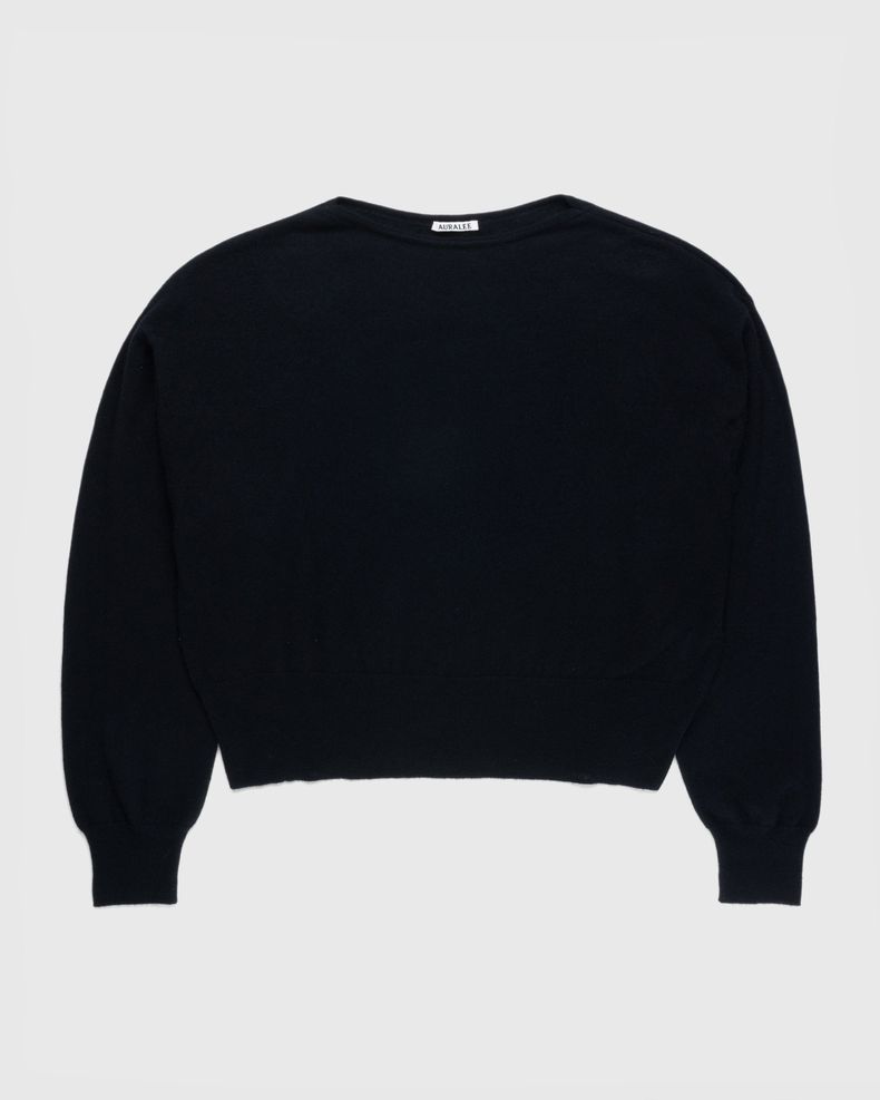 Super Fine Cashmere Silk Knit Boat Neck Pullover Black