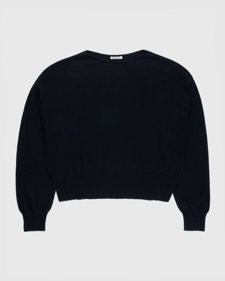 Auralee – Super Fine Cashmere Silk Knit Boat Neck Pullover Black