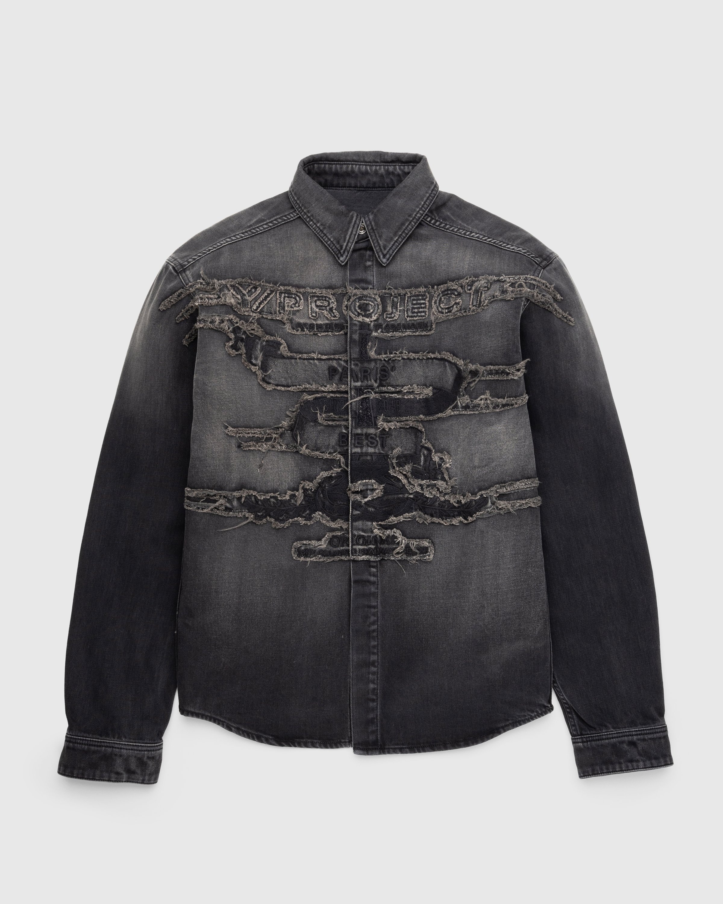 Y/Project – Paris' Best Patch Denim Shirt Black - Shirts - Black - Image 1