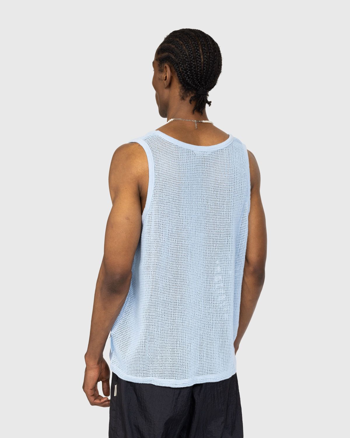 Highsnobiety – Cotton Mesh Knit Tank Top Blue - Tops - Blue - Image 4