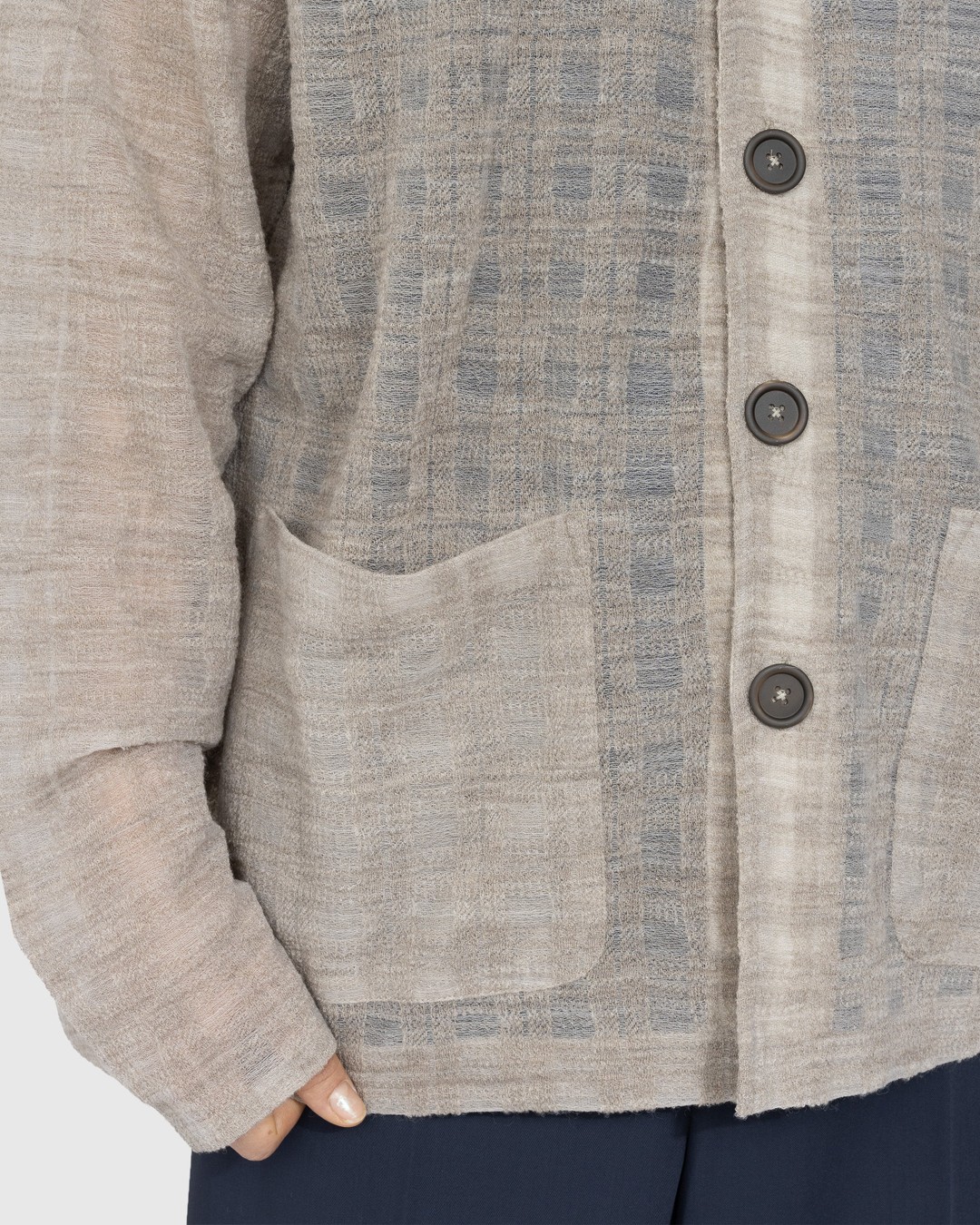 Our Legacy – Cardigan Grey Disintegration Check - Knitwear - Grey - Image 4