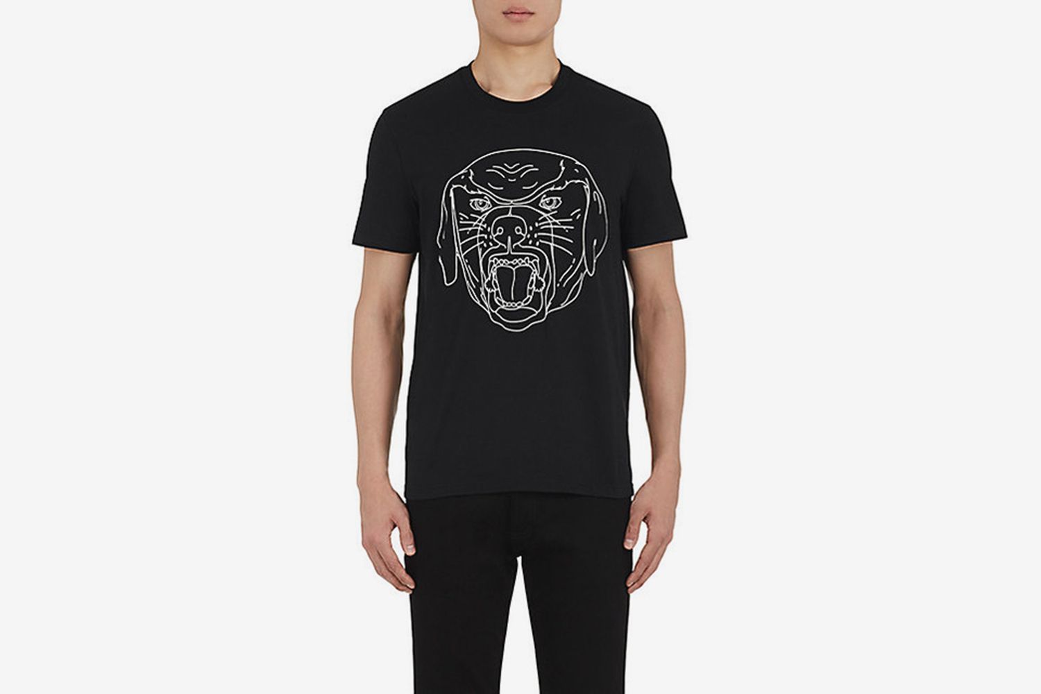 Stenciled-Rottweiler Cotton T-Shirt