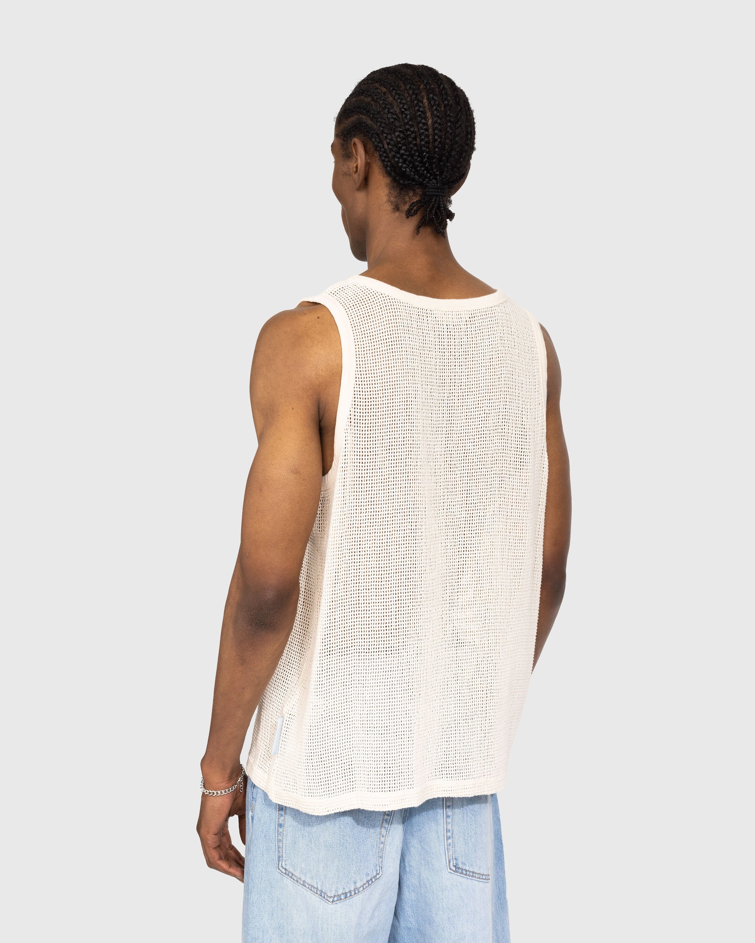 Highsnobiety – Cotton Mesh Knit Tank Top Eggshell - Tops - Beige - Image 4