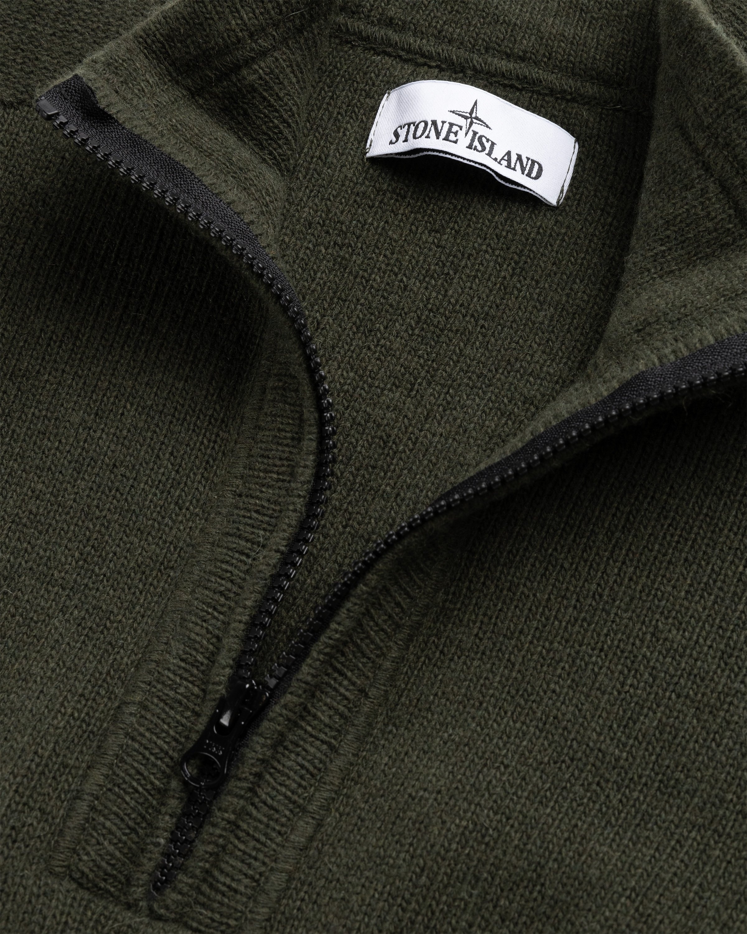 Stone Island – Lambswool Half-Zip Knit Olive - Knitwear - Green - Image 5