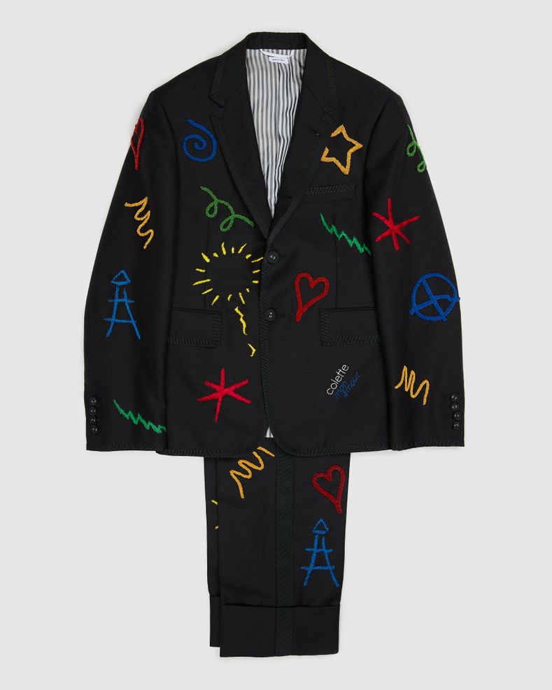 Black Embroidered Tux Suit